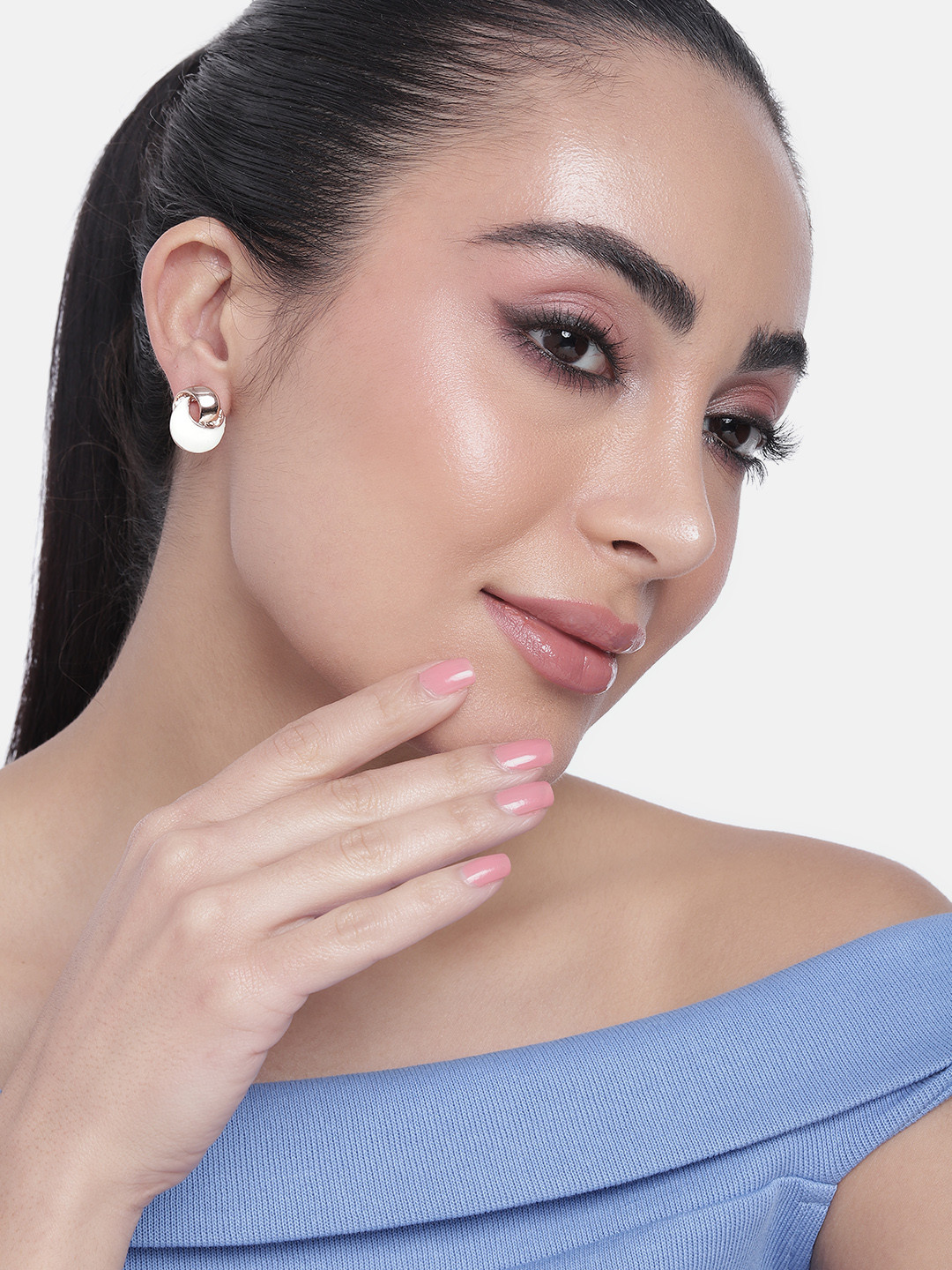 

Estele Rose-Gold Plated Circular Studs Earrings