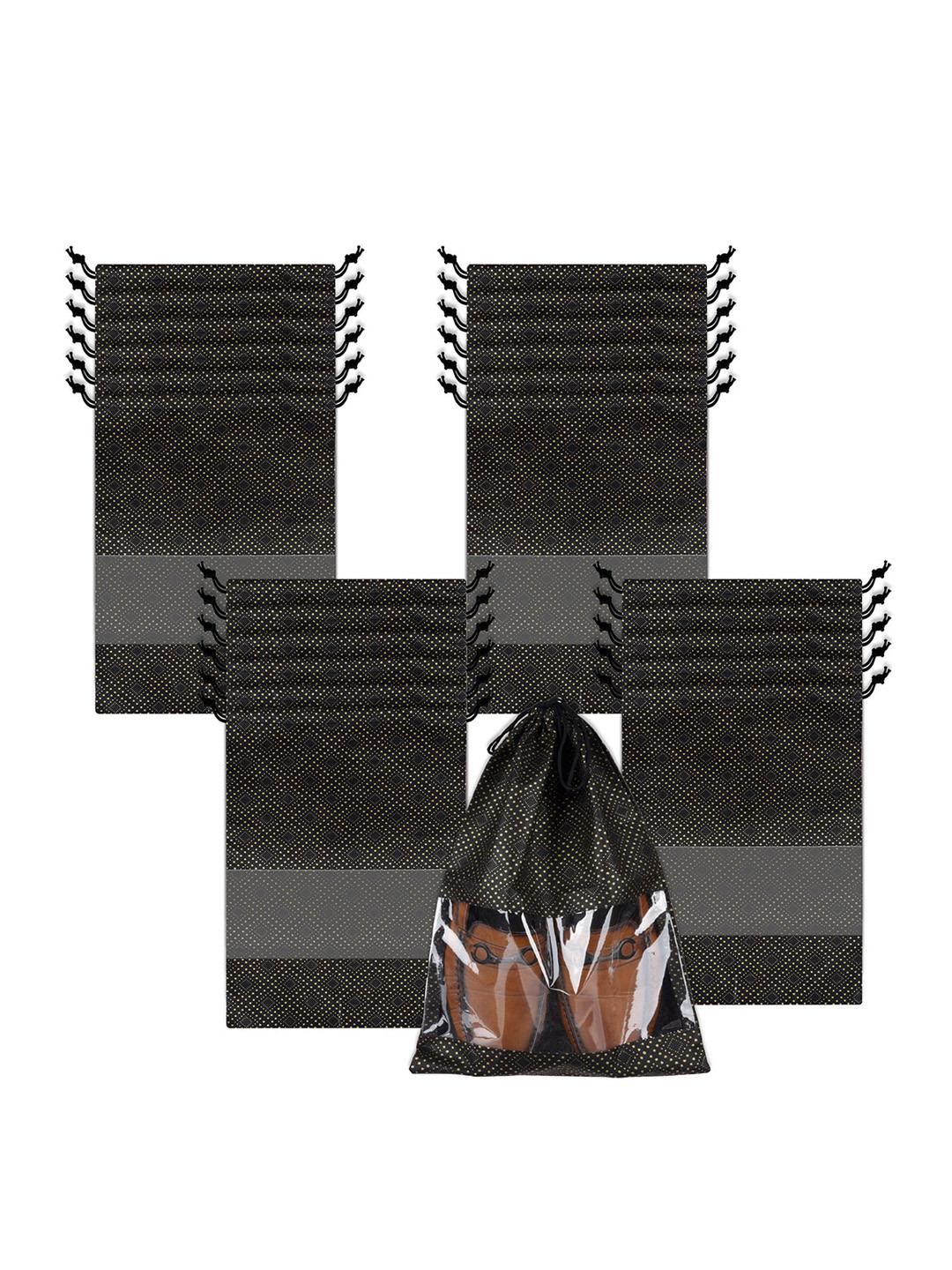 

Kuber Industries 24 Pcs Black Shoe Cover Bags