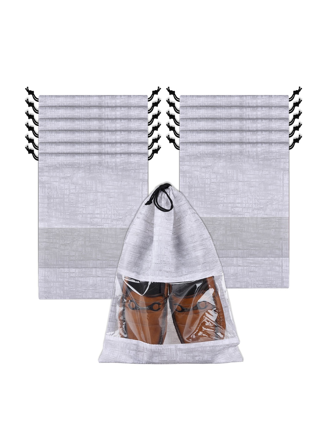 

Kuber Industries Set of 12 Shoe Cover Bags Travel Accessory, Grey