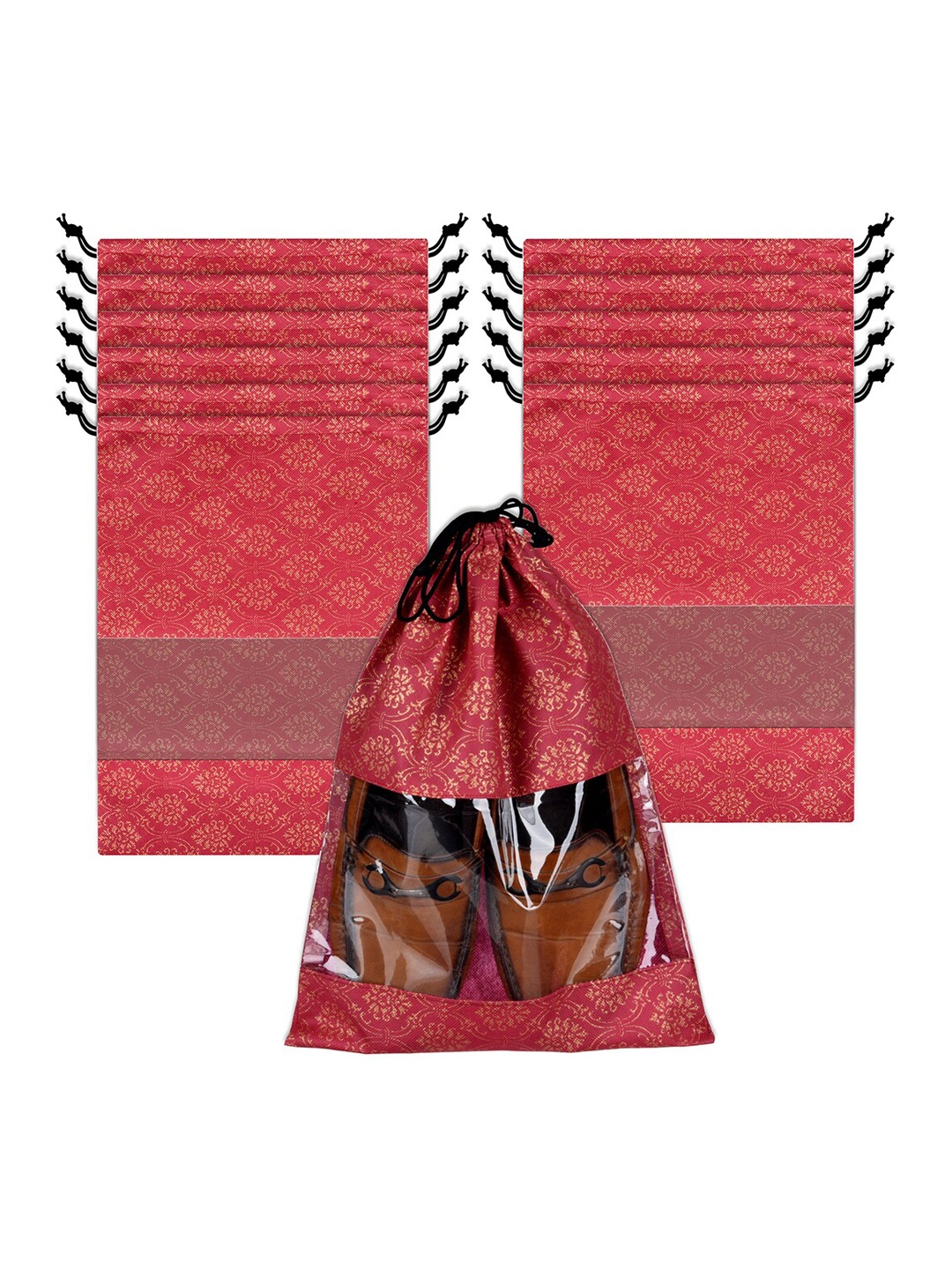 

Kuber Industries Maroon Set Of 12 Shoe Cover Bags