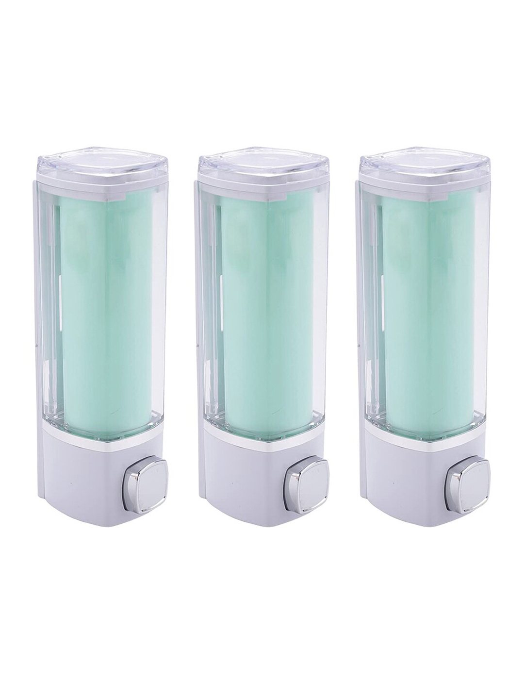 Kuber Industries Green 3 Pieces Manual Shampoo & Soap Dispenser Bathroom Accessories 250ml