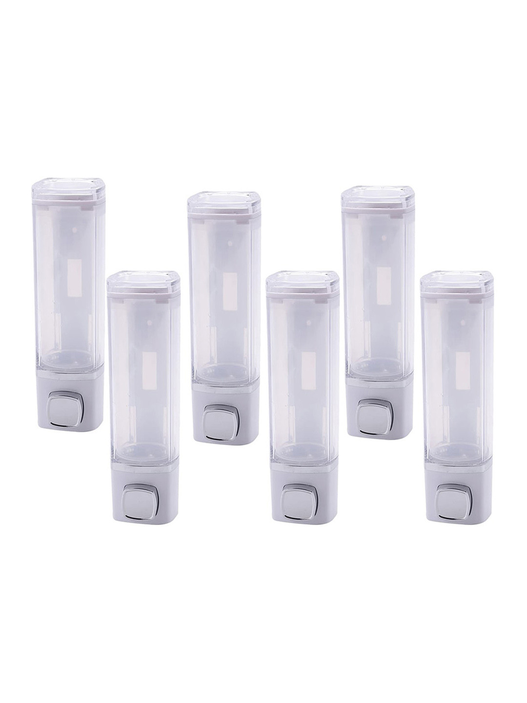 

Kuber Industries White 6 Pieces Manual Shampoo & Soap Dispenser Bathroom Accessories 250ml