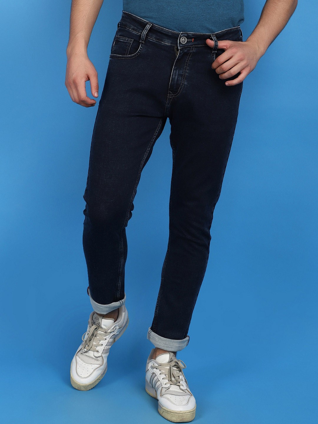 

V-Mart Men Slim Fit Clean Look Cotton Jeans, Blue