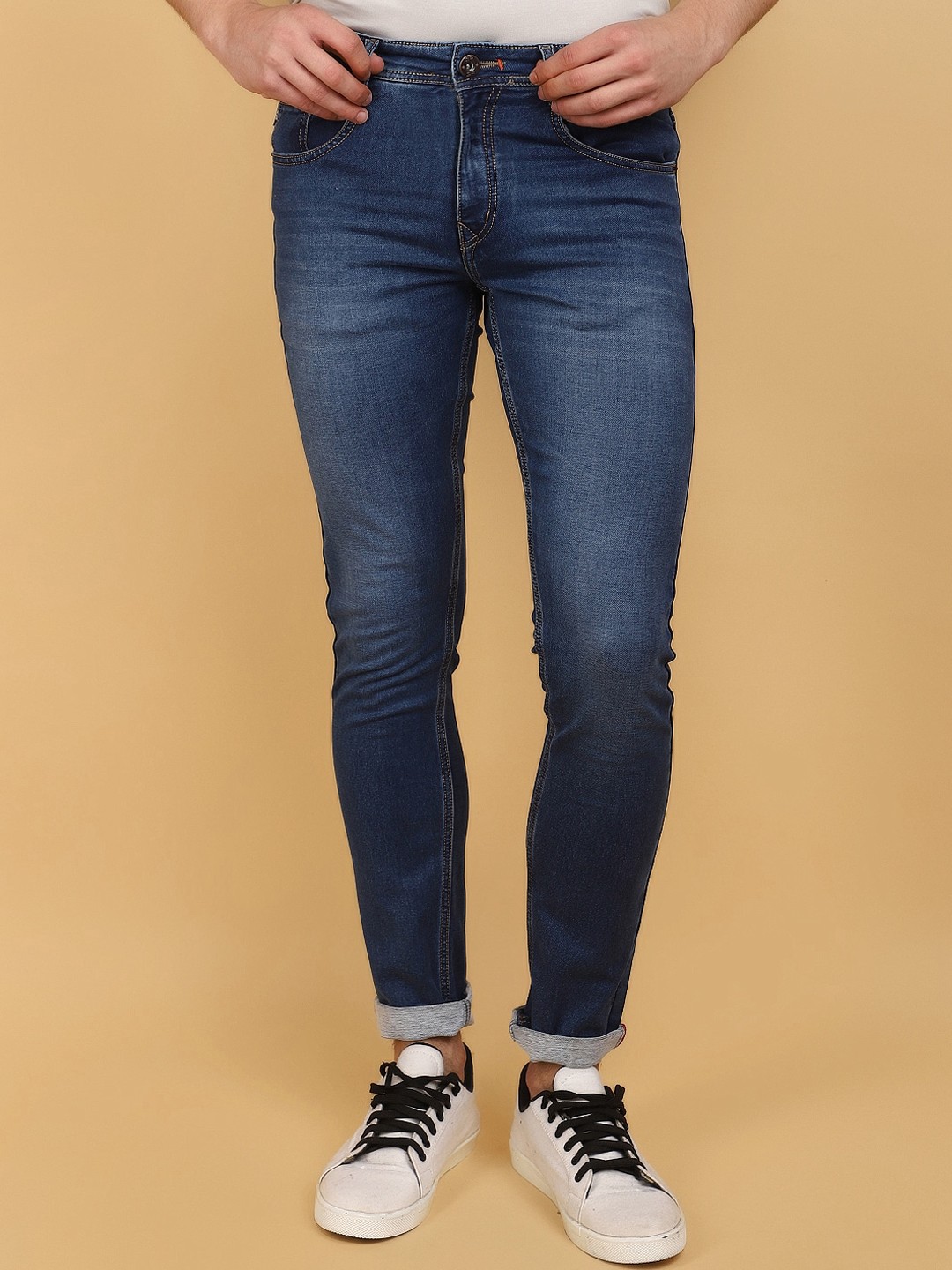 

V-Mart Men Slim Fit Light Fade Cotton Jeans, Blue