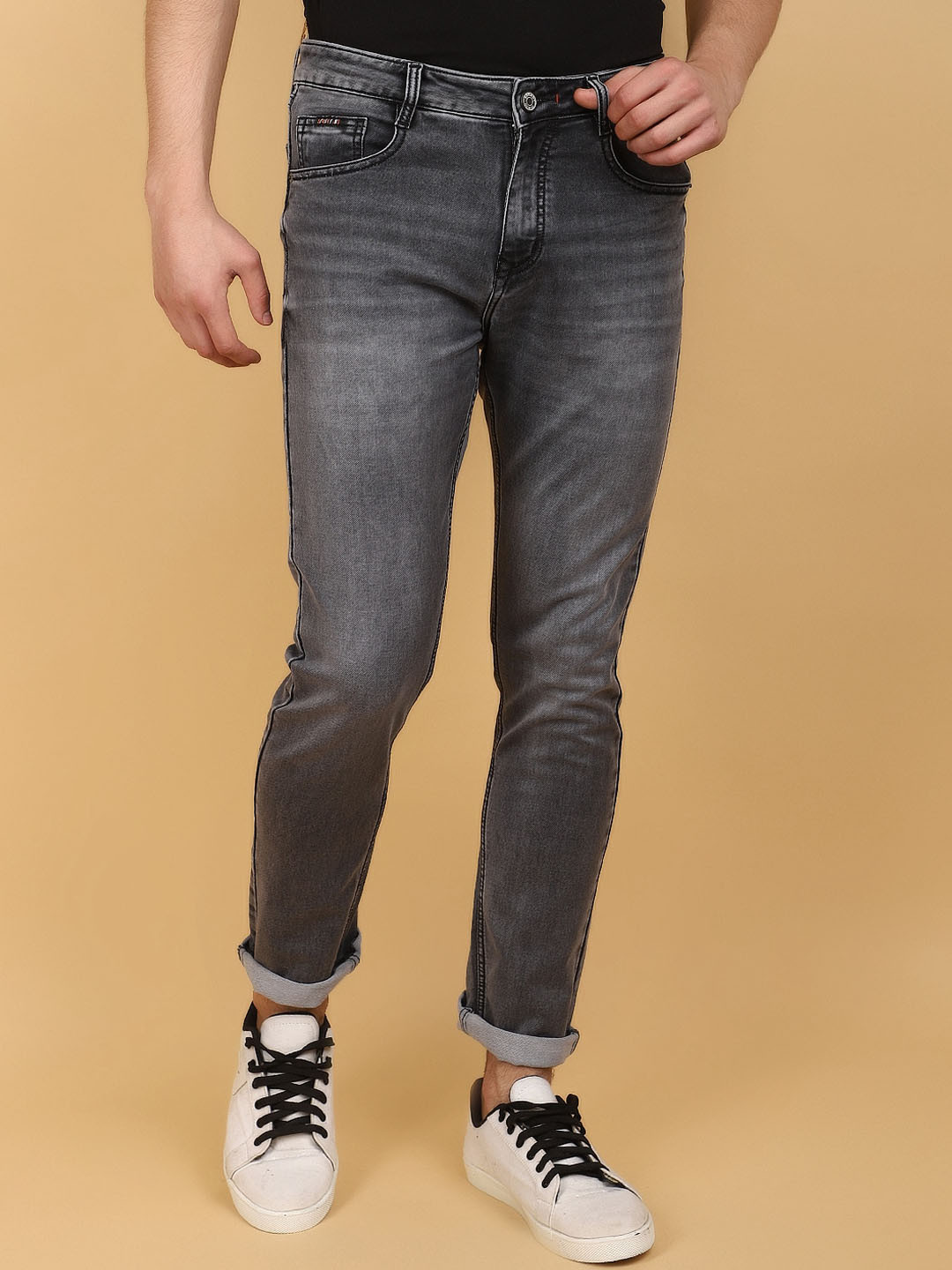 

V-Mart Men Slim Fit Heavy Fade Cotton Jeans, Grey