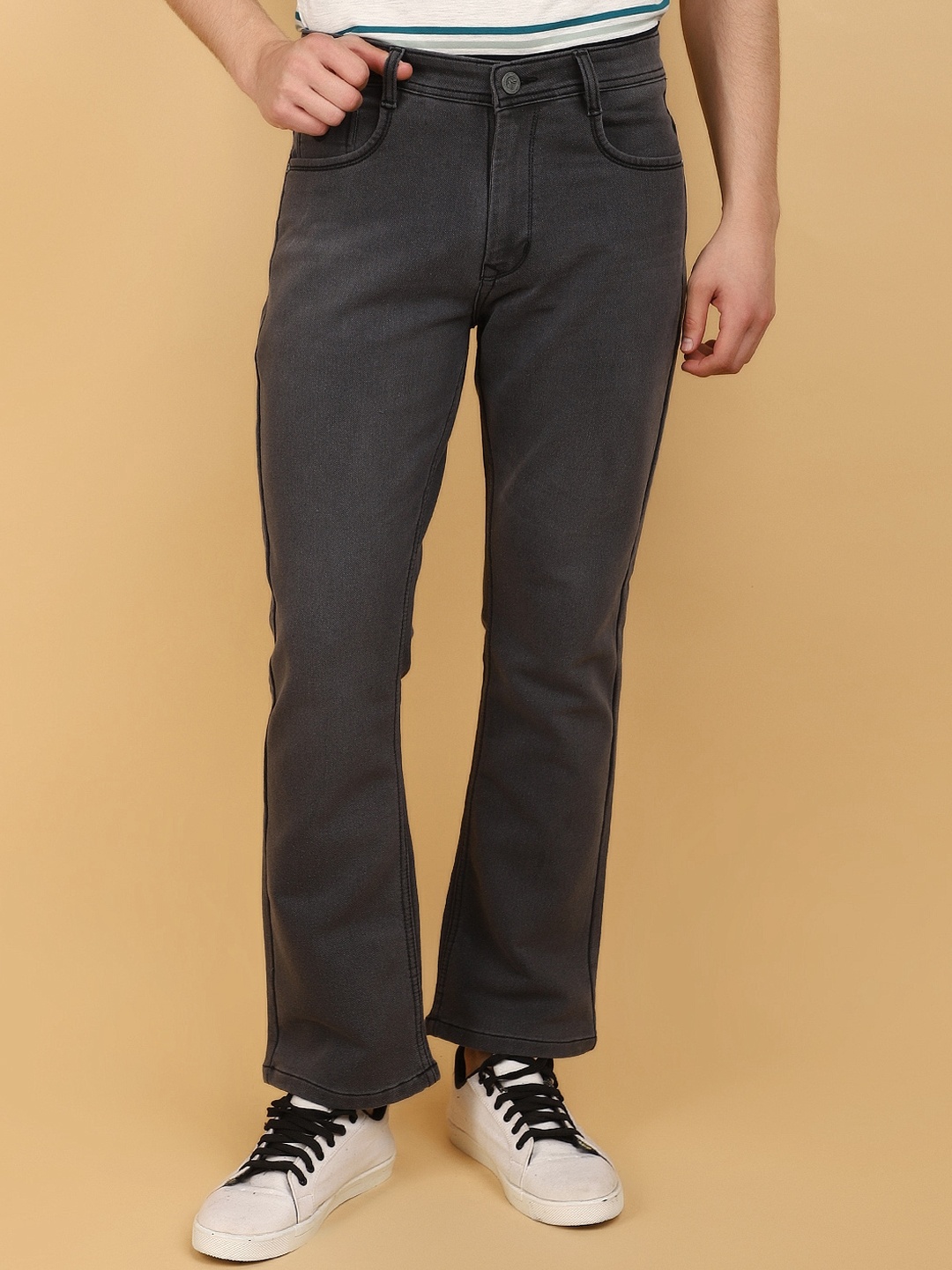 

V-Mart Men Bootcut Clean Look Cotton Jeans, Grey