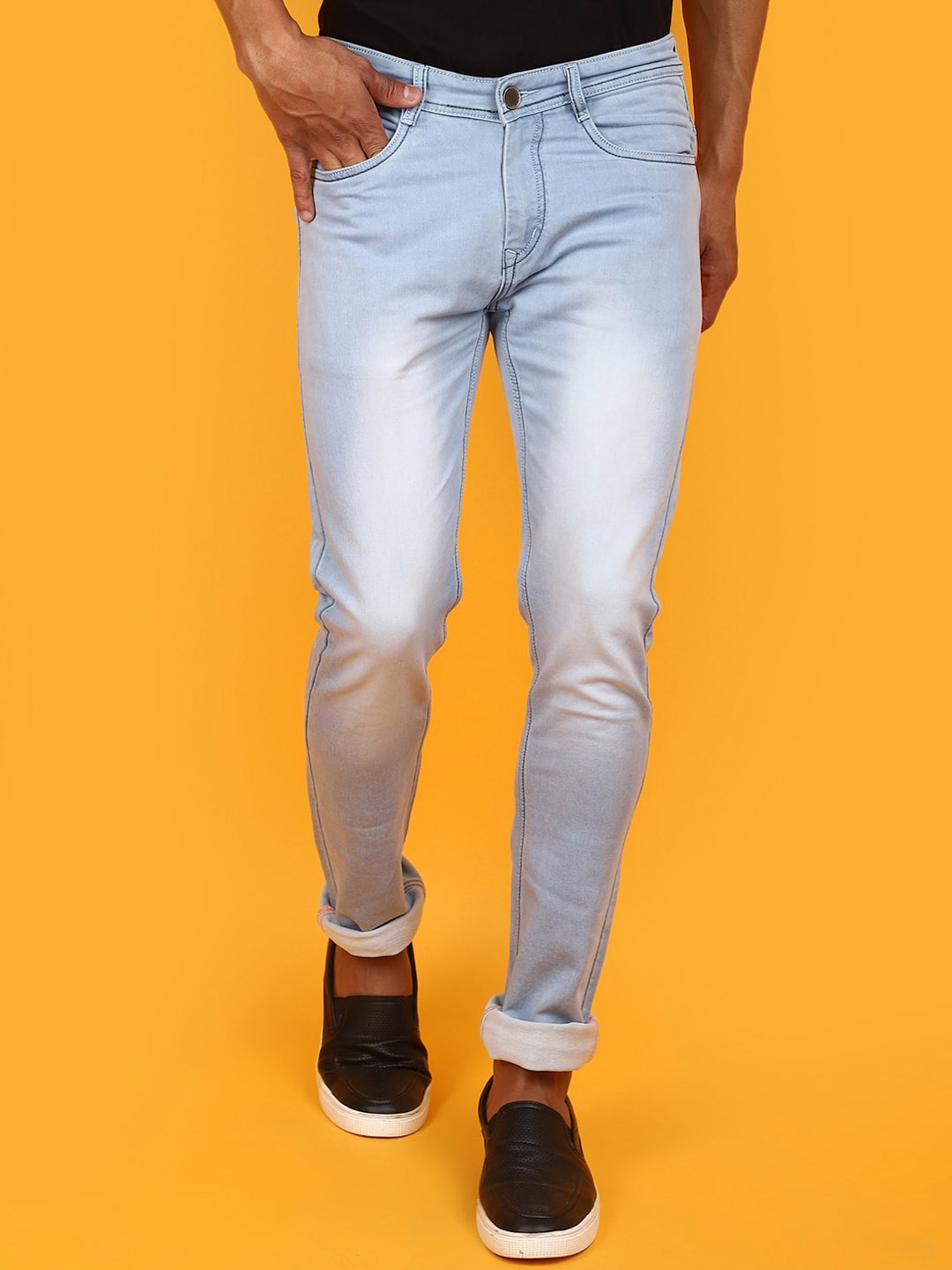 

V-Mart Men Slim Fit Heavy Fade Jeans, Blue