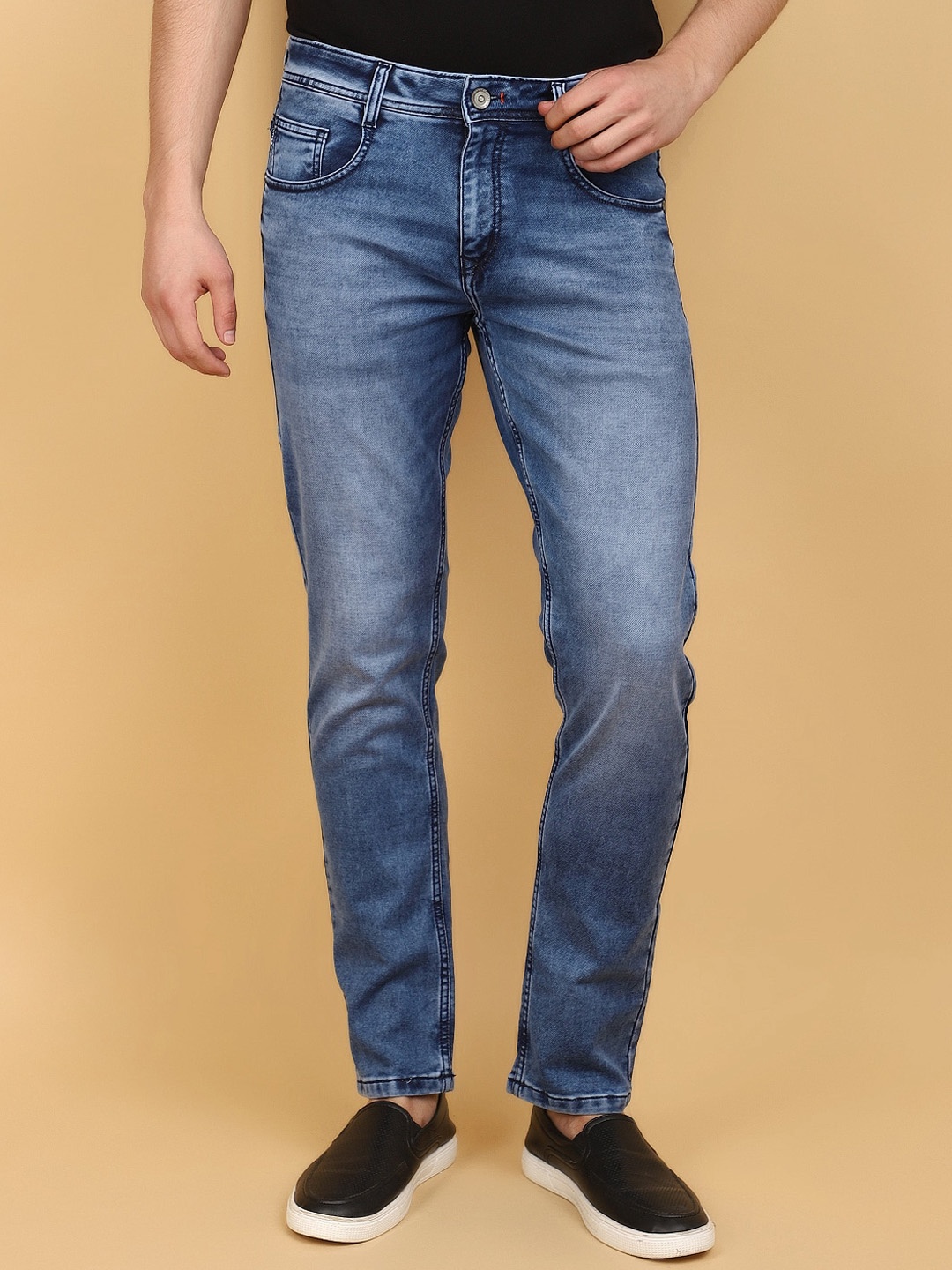 

V-Mart Men Slim Fit Heavy Fade Clean Look Cotton Jeans, Blue