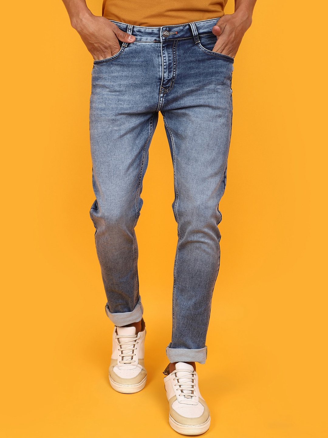 

V-Mart Men Slim Fit Heavy Fade Cotton Jeans, Blue