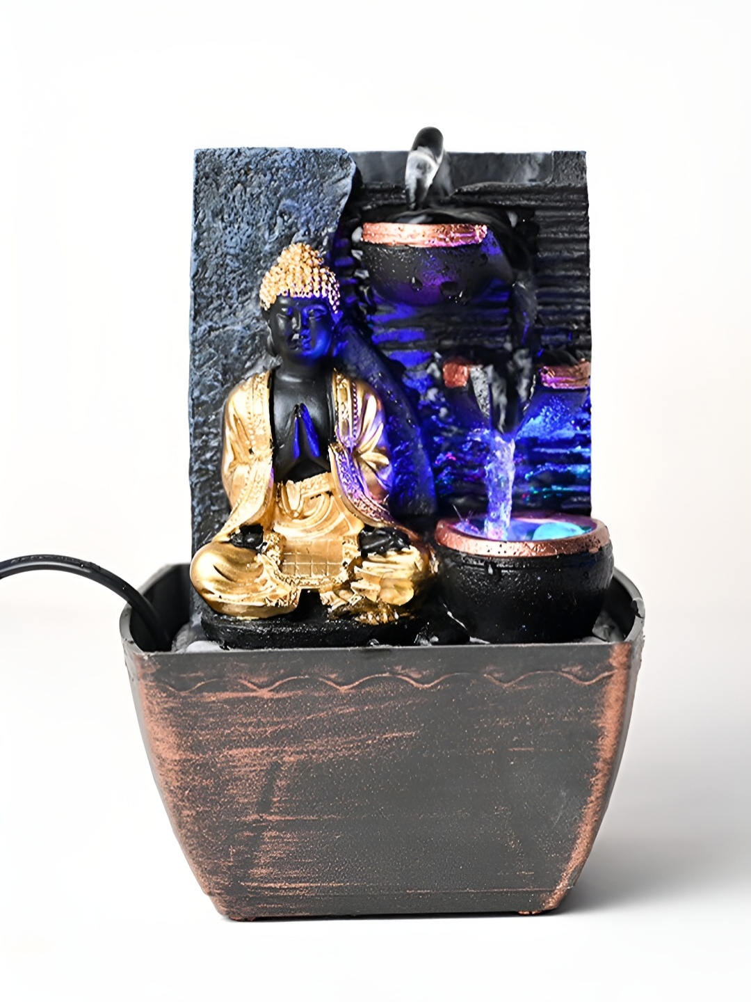 

Floweraura Black & Blue Buddha Water Fountain with LED Light