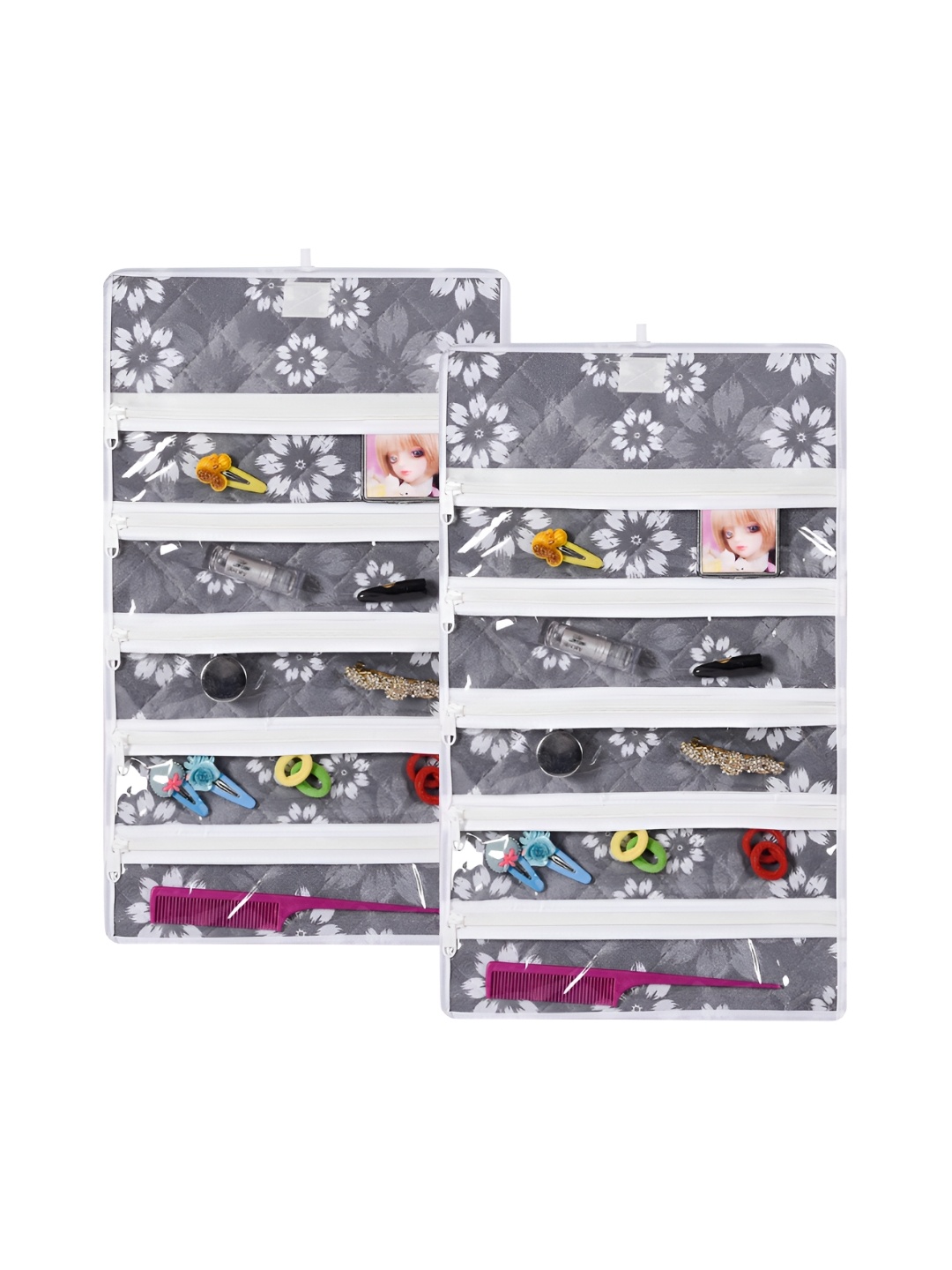 

Kuber Industries Grey 2 Pieces 5 Pocket Makeup Organiser