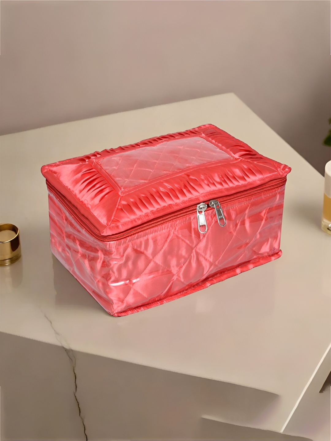 

Kuber Industries Peach Different Pouch Locker Frill Jewellery Kit Organiser