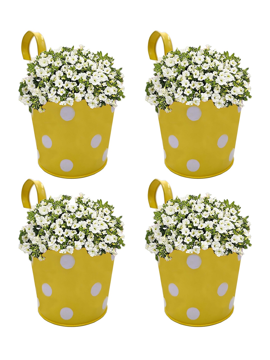 

Garden Deco Yellow & White 4 Pieces Printed Railing Planters