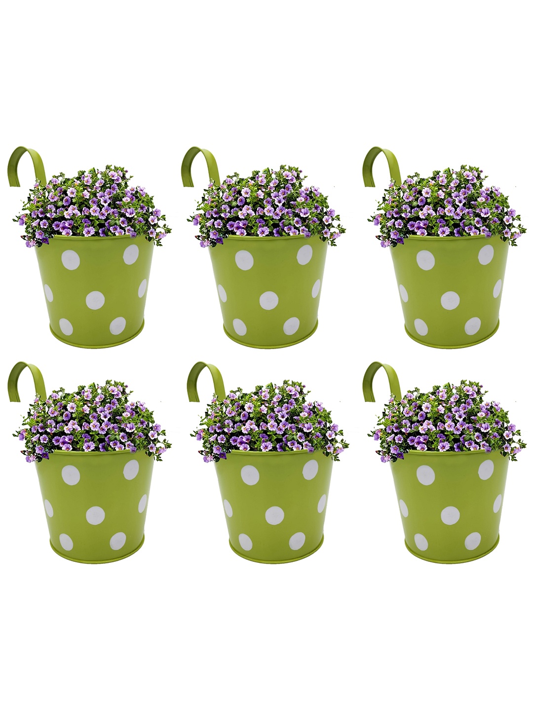 

Garden Deco Green & White 6 Pieces Printed Railing Hanging Planters