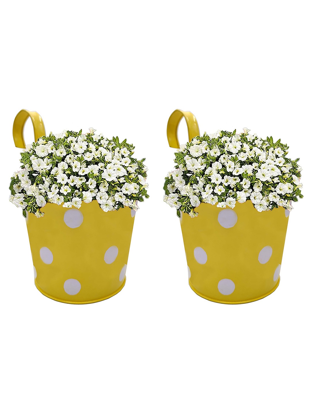 

Garden Deco Yellow & White 2 Pieces Printed Railing Hanging Planters