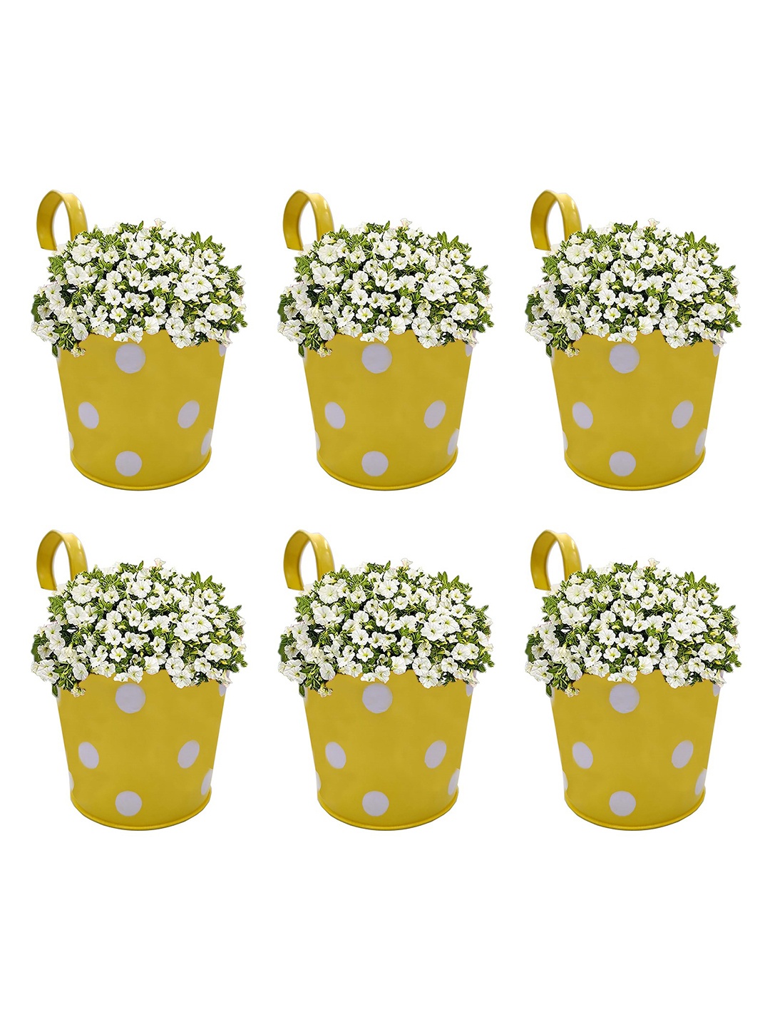 

Garden Deco Yellow & White 6 Pieces Printed Railing Hanging Planters