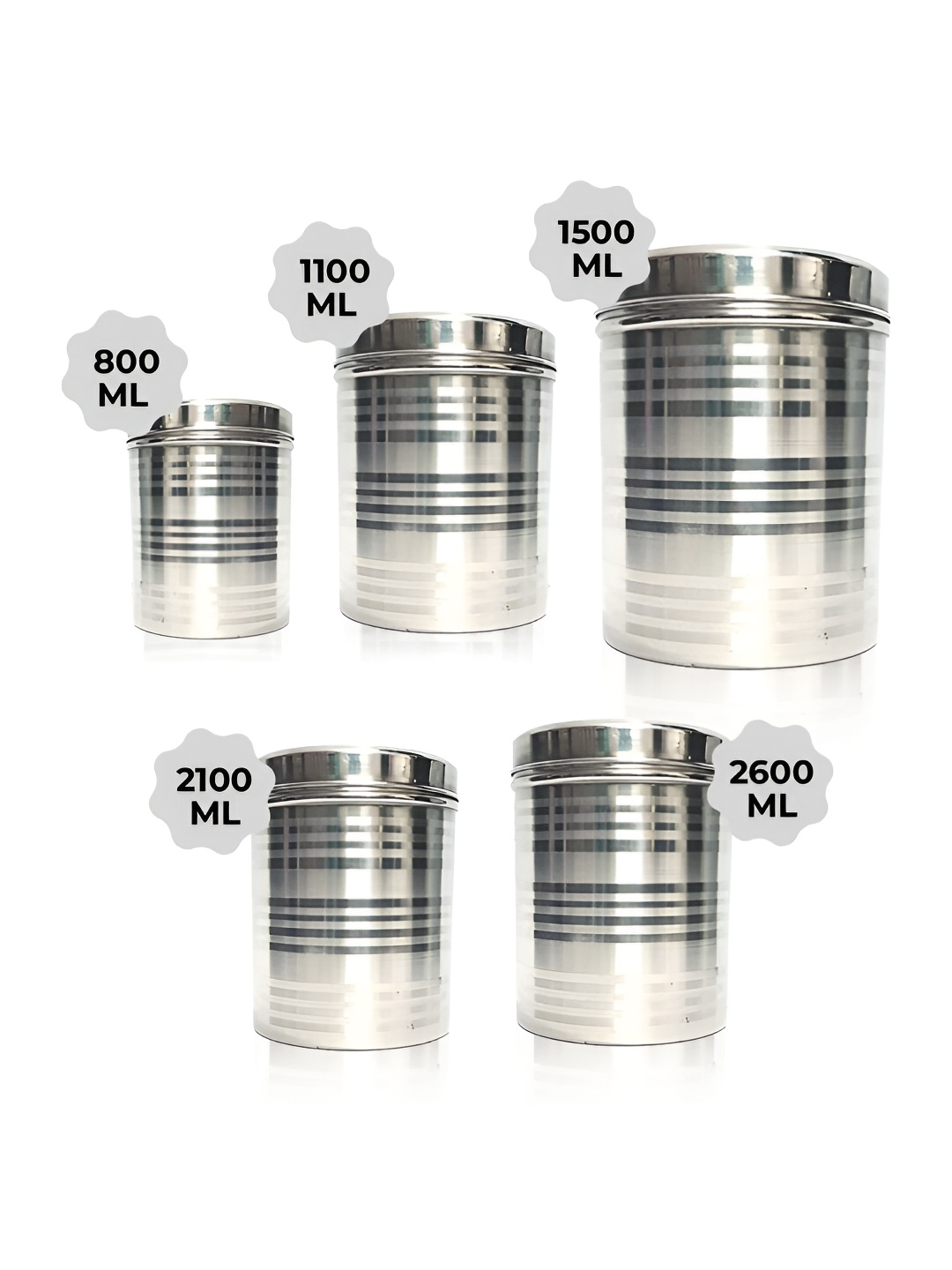 

Kuber Industries Silver Toned 10 Pieces Stainless Steel Food Containers