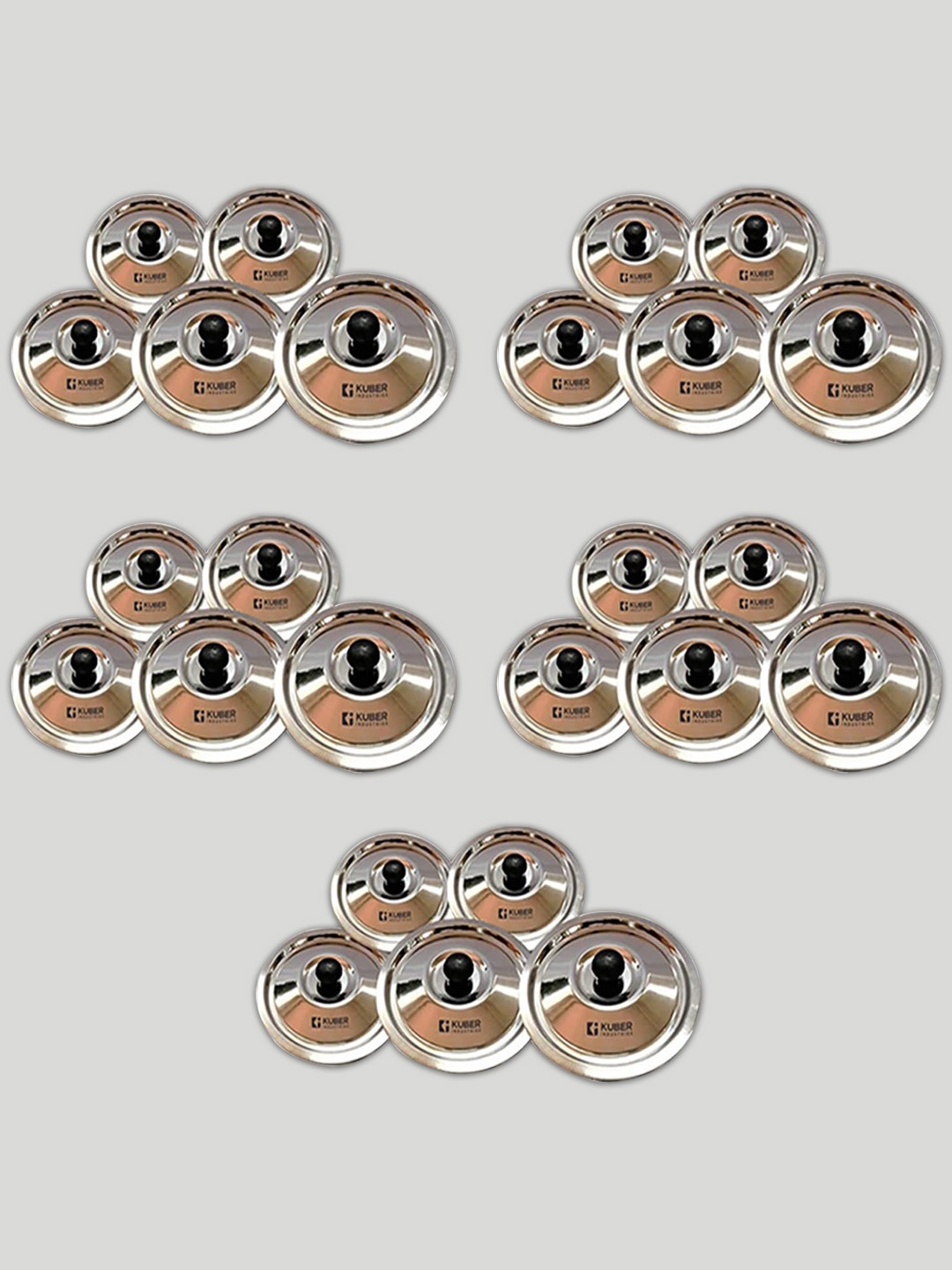 

Kuber Industries Silver-Toned & Black 25 Pieces Cooking Lids