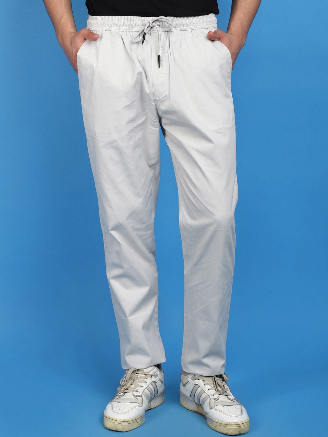 

V-Mart Men Mid Rise Cotton Twill Track Pants, Grey