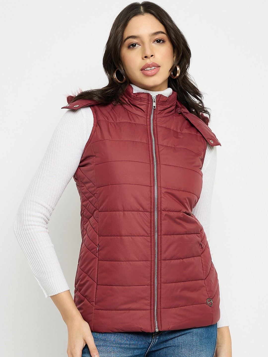 

Duke Hooded Sleeveless Padded Jacket, Maroon