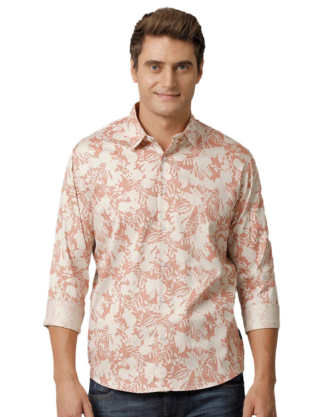 

Voi Jeans Comfort Floral Opaque Printed Casual Shirt, Peach