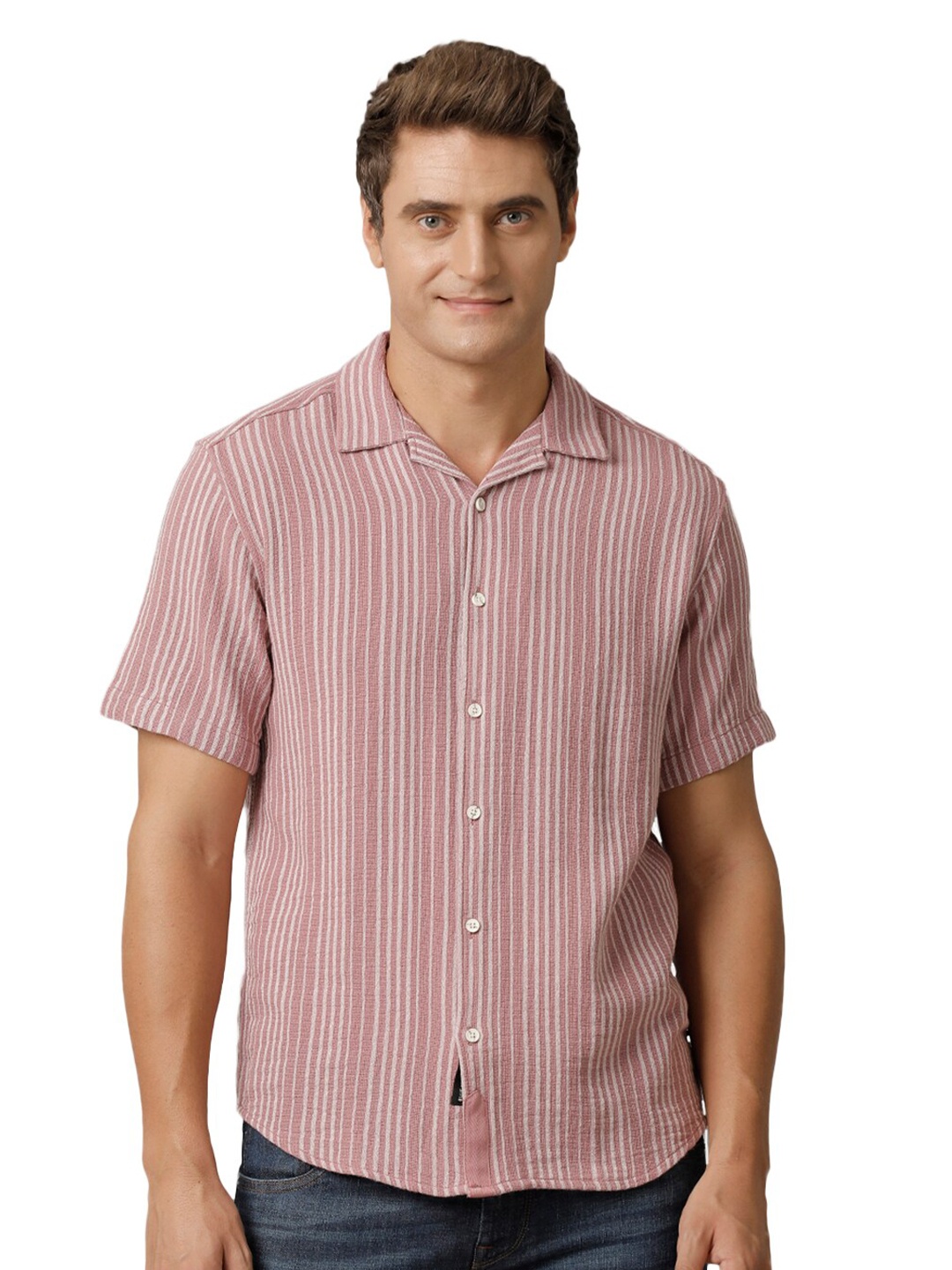 

Voi Jeans Comfort Opaque Striped Casual Shirt, Rose