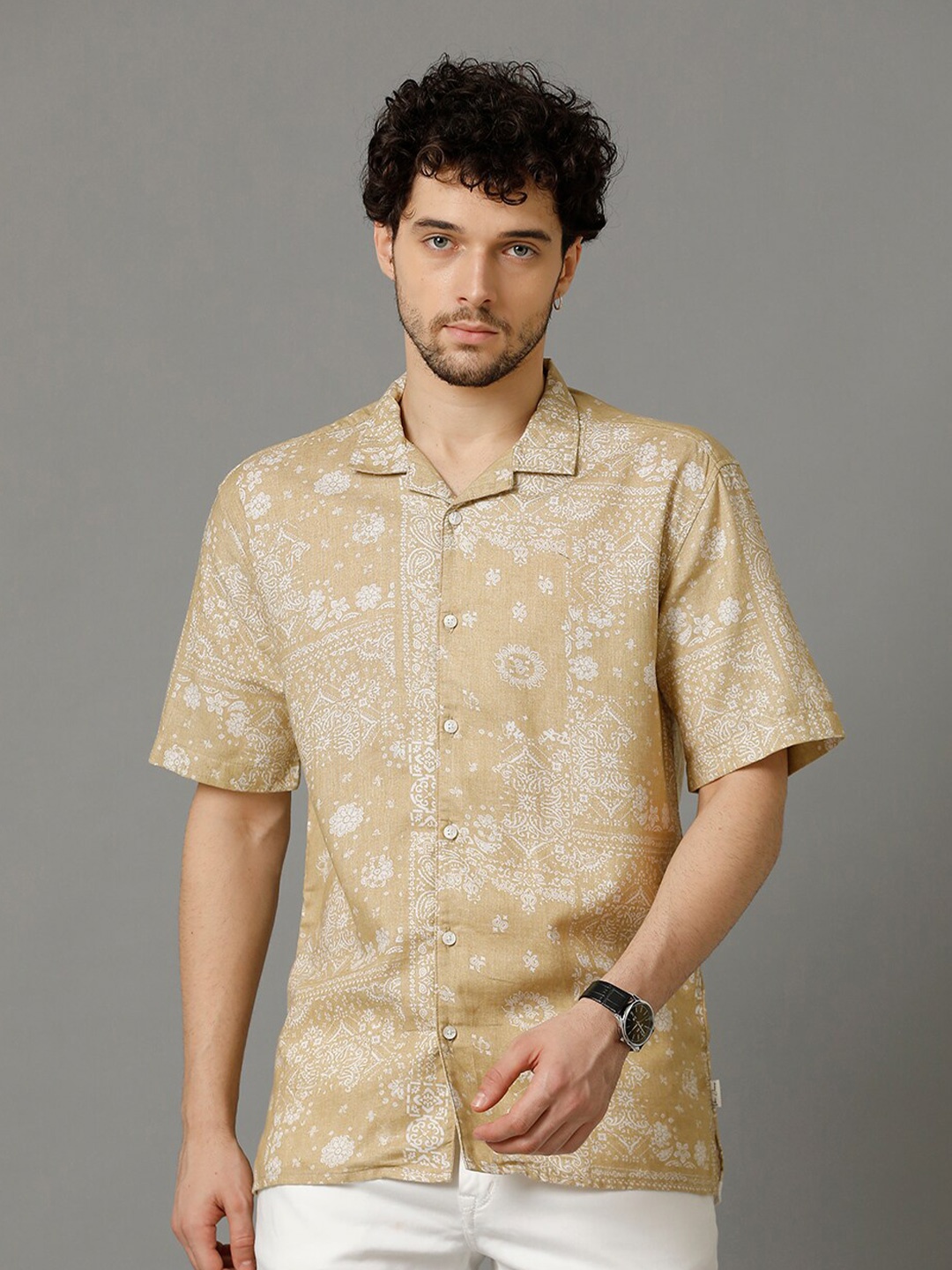 Voi Jeans Comfort Floral Opaque Printed Casual Shirt, Blue