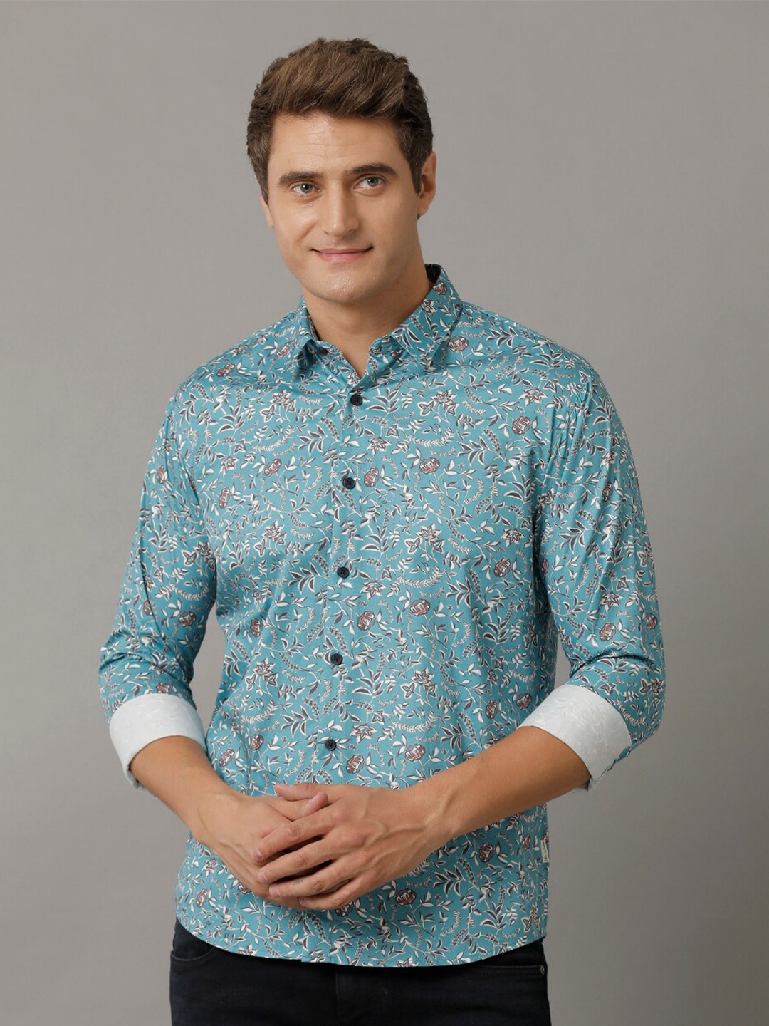 

Voi Jeans Comfort Floral Printed Opaque Cotton Casual Shirt, Blue