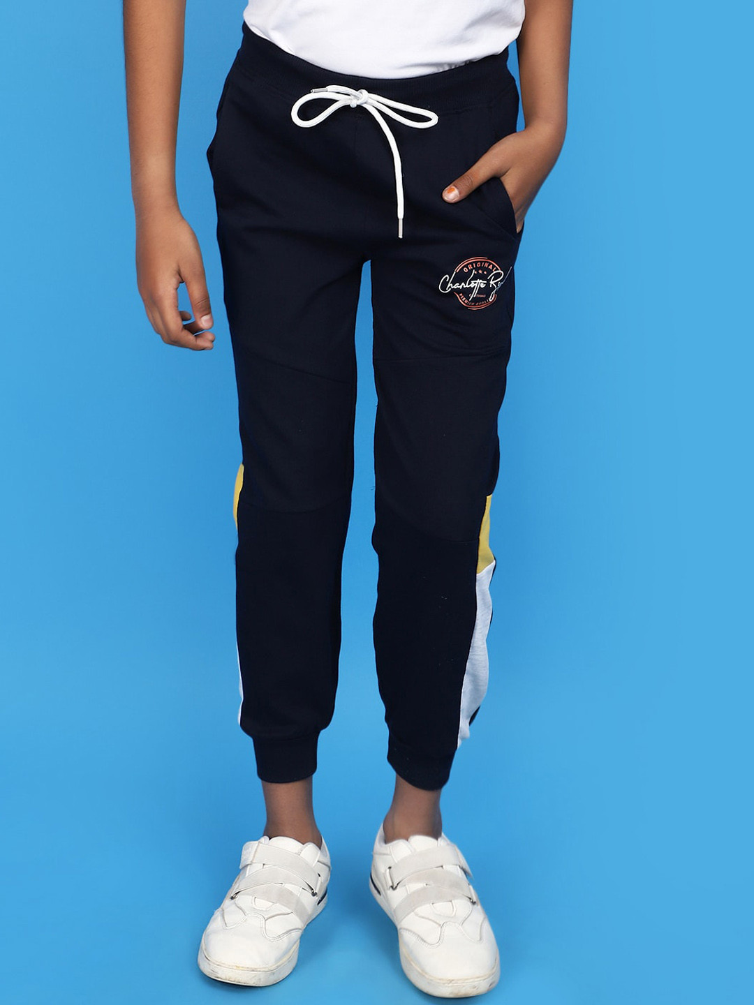 

V-Mart Boys Cotton Loop Knit Mid Rise Joggers, Navy blue