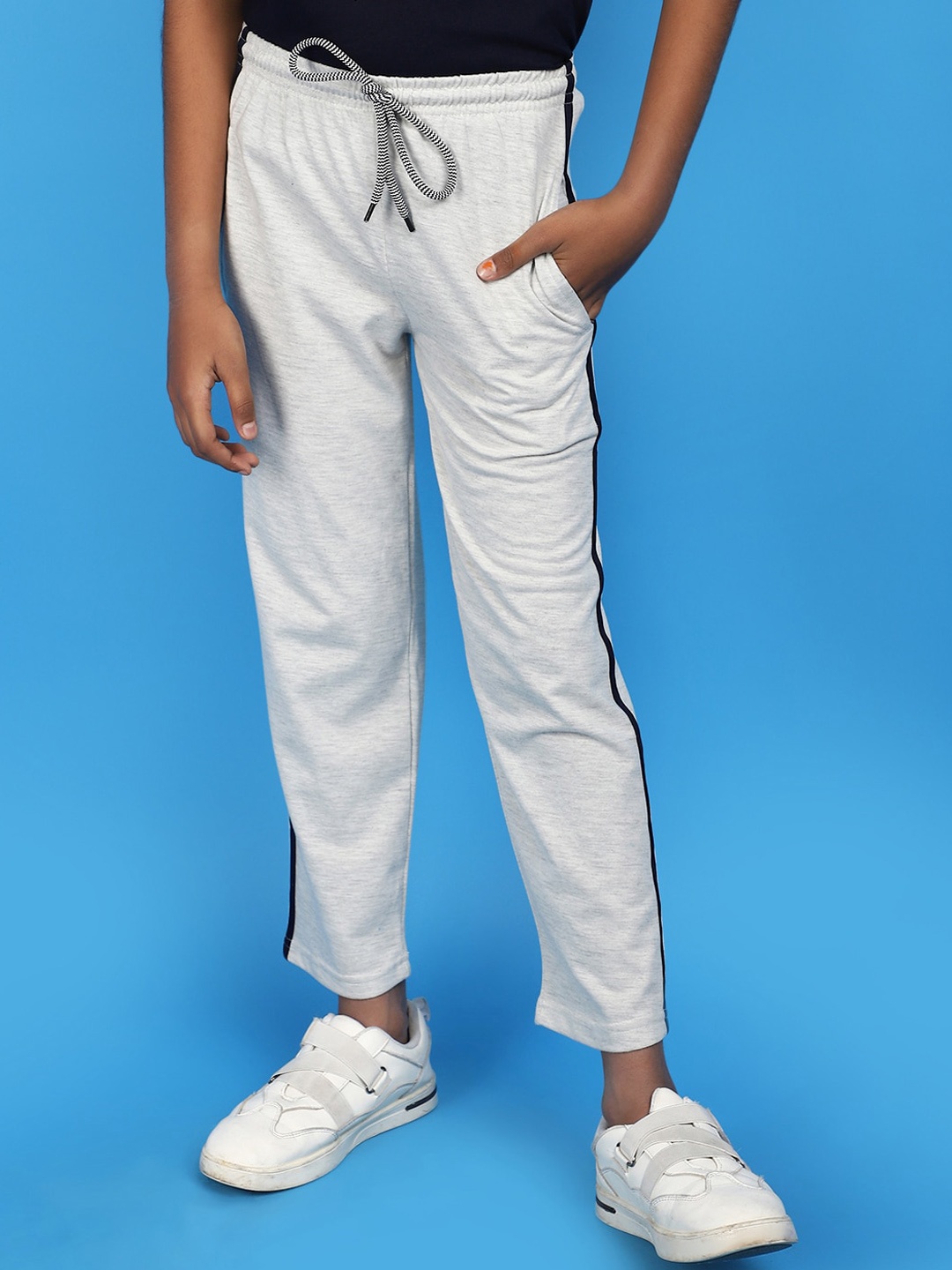 

V-Mart Boys Cotton Mid Rise Track Pants, Grey