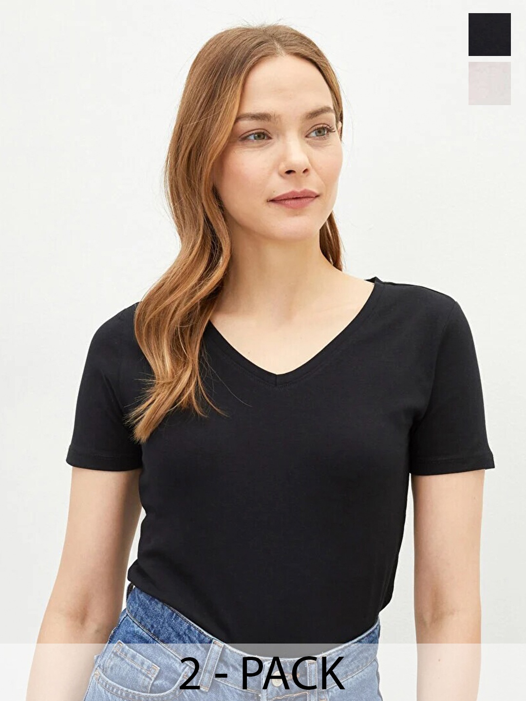 

COLOR CAPITAL Pack Of 2 V-Neck Relaxed Fit T-shirt, Black