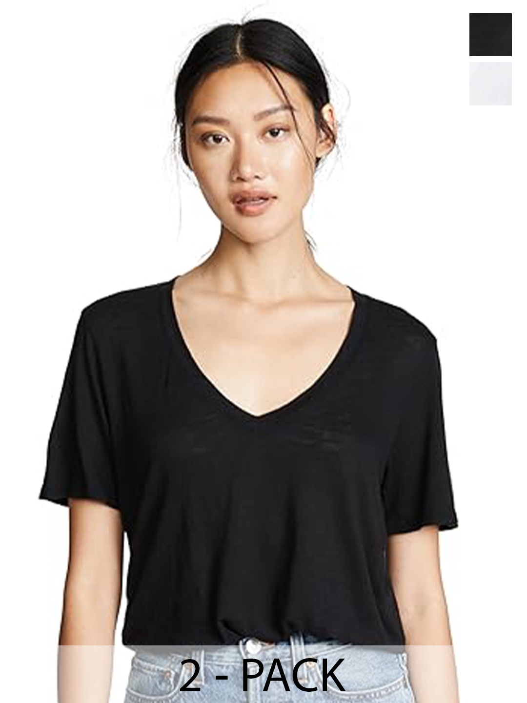 

COLOR CAPITAL Pack Of 2 V-Neck Relaxed Fit T-shirt, Black