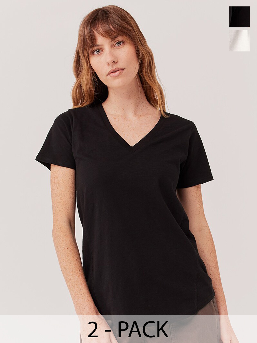 

COLOR CAPITAL Pack Of 2 V-Neck Relaxed Fit T-shirt, Black