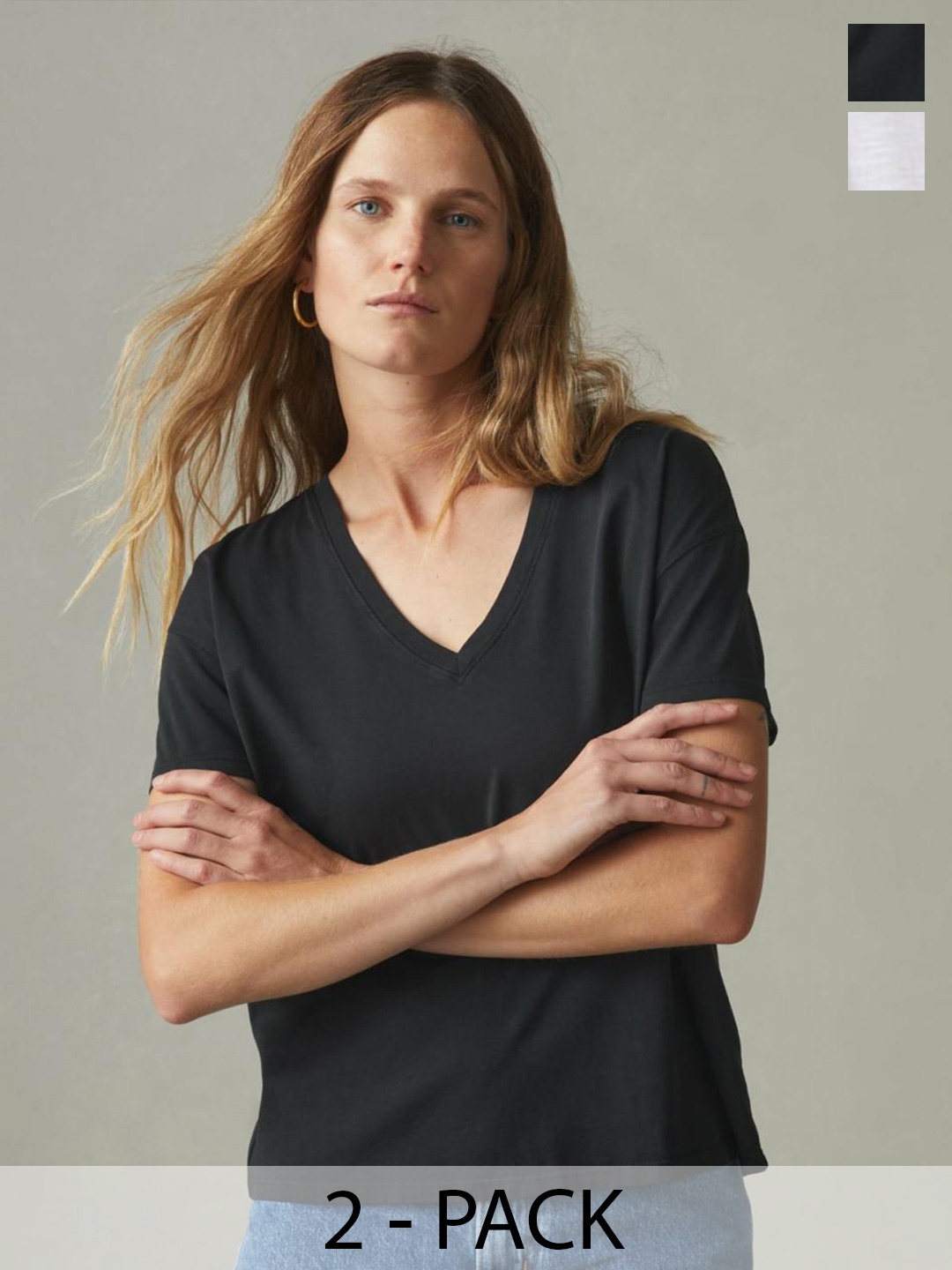 

COLOR CAPITAL Pack Of 2 V-Neck Relaxed Fit T-shirt, Black
