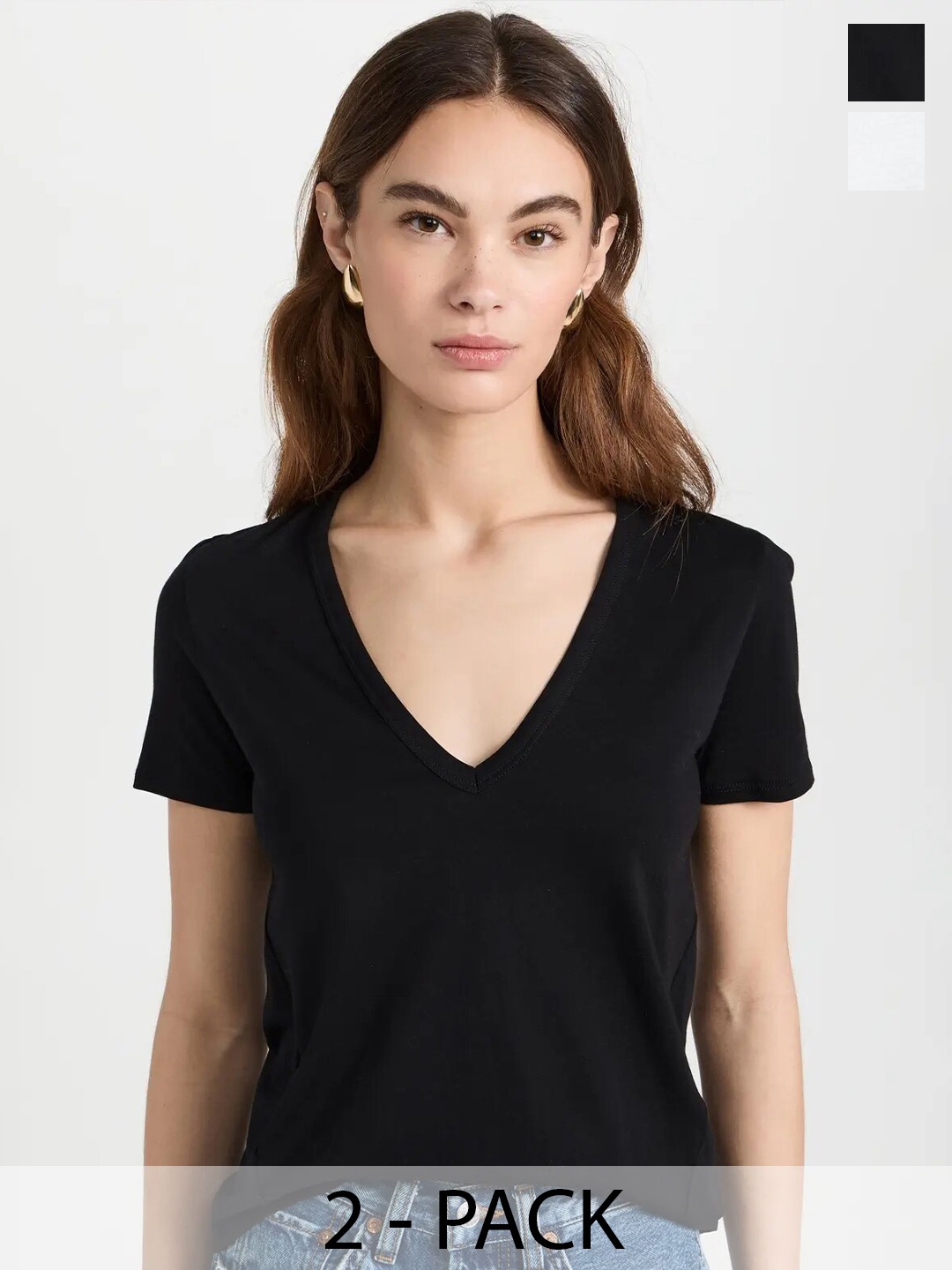 

COLOR CAPITAL Pack Of 2 V-Neck T-Shirt, Black