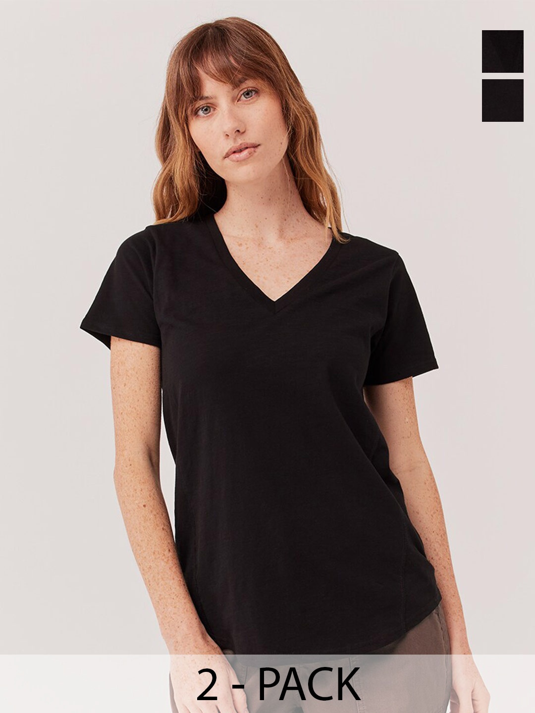 COLOR CAPITAL Pack Of 2 V-Neck T-Shirt, Black