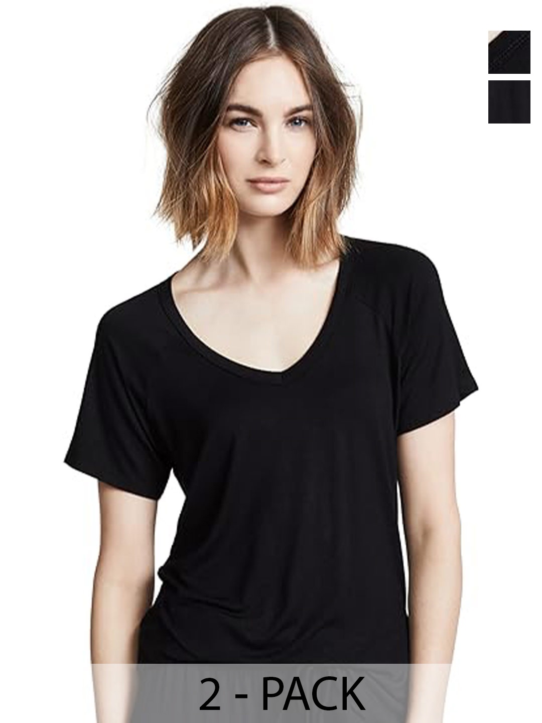 

COLOR CAPITAL Pack Of 2 V-Neck Relaxed Fit T-shirt, Black