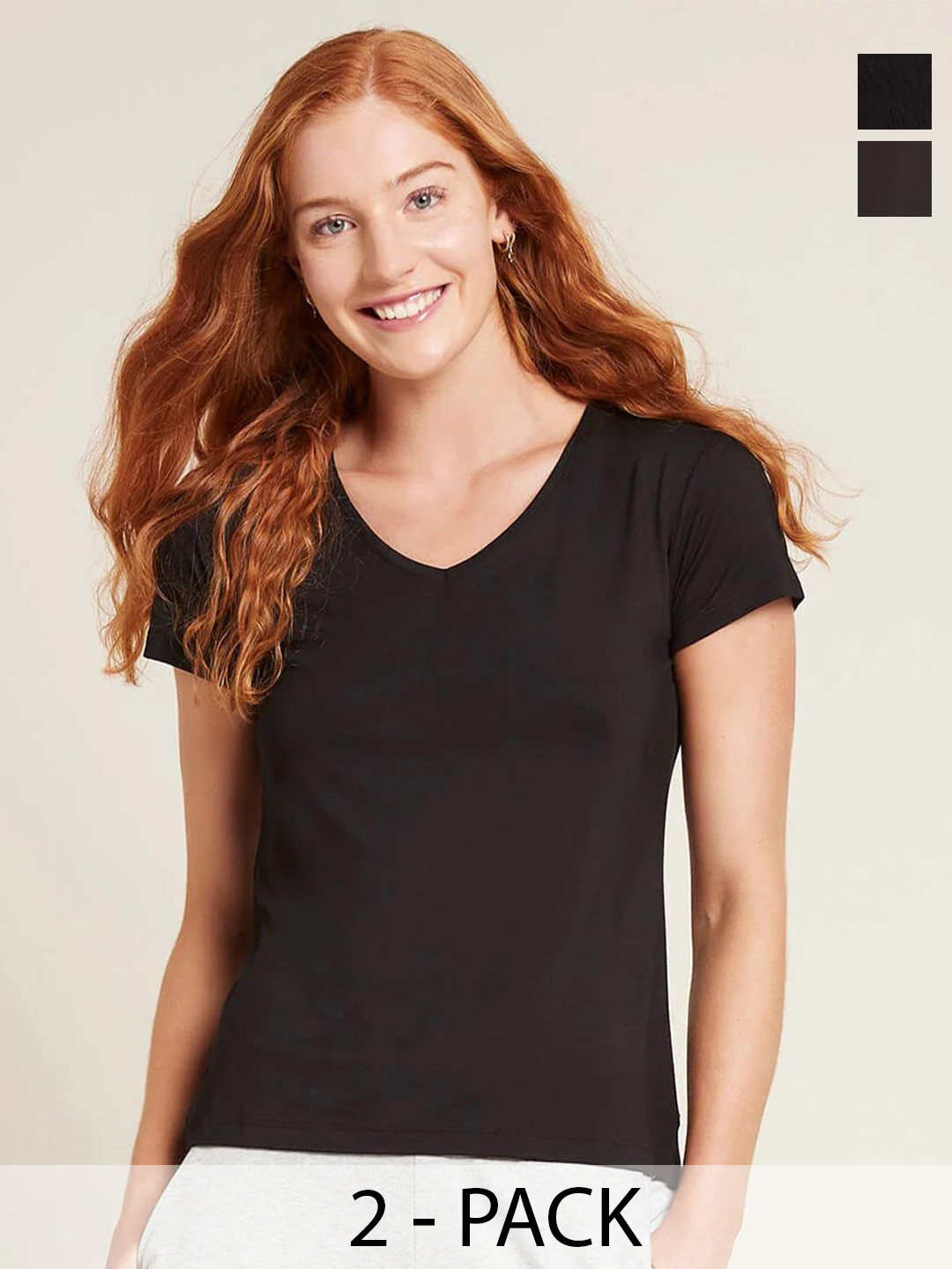 

COLOR CAPITAL Pack Of 2 V-Neck T-Shirt, Black