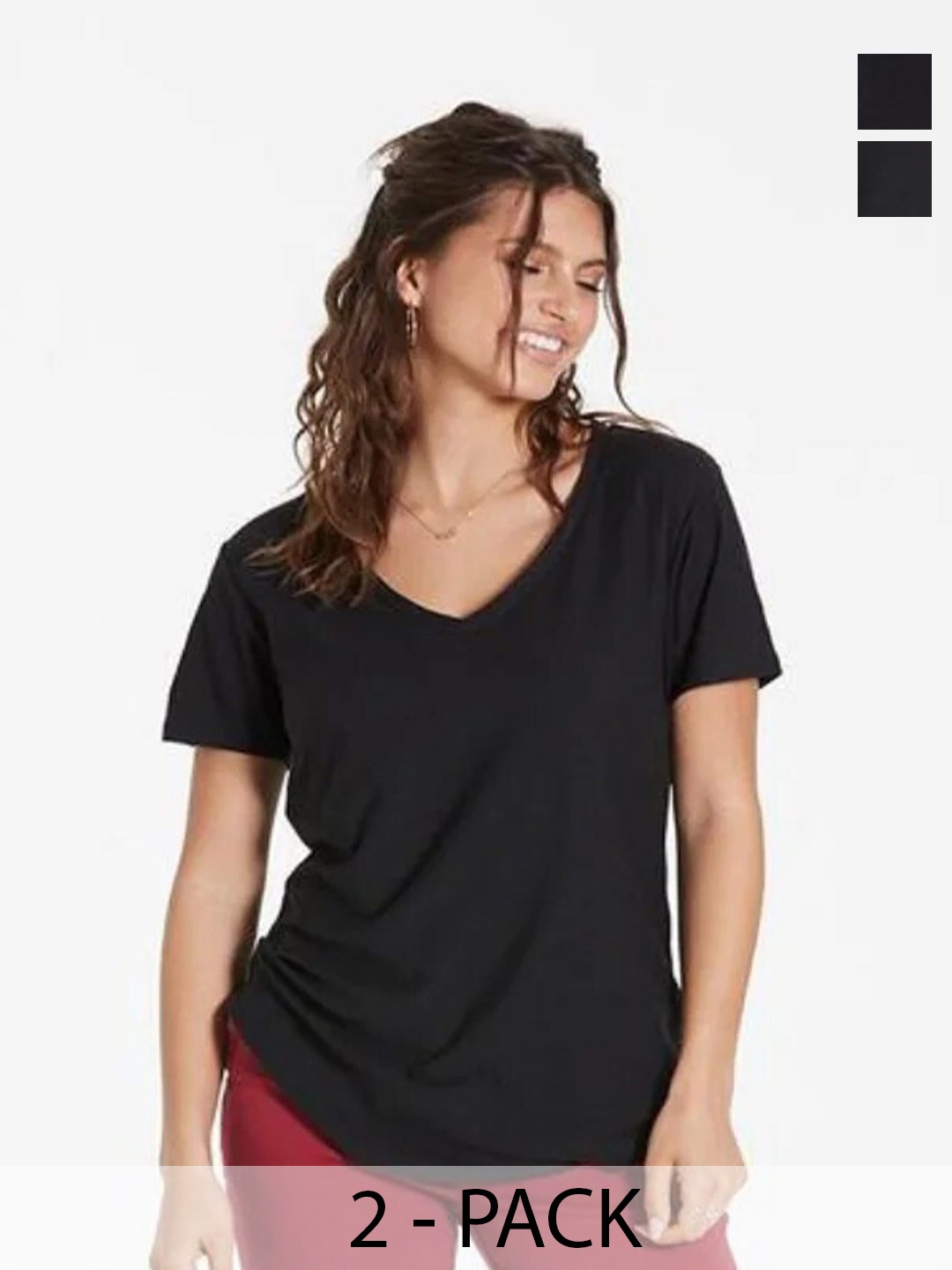 

COLOR CAPITAL Pack Of 2 V-Neck Relaxed Fit T-shirt, Black