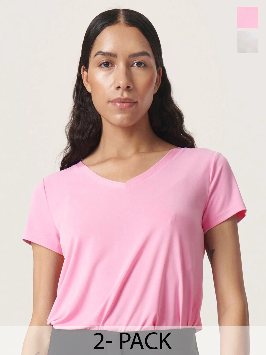 

COLOR CAPITAL Pack of 2 V-Neck Relaxed Fit T-shirt, White