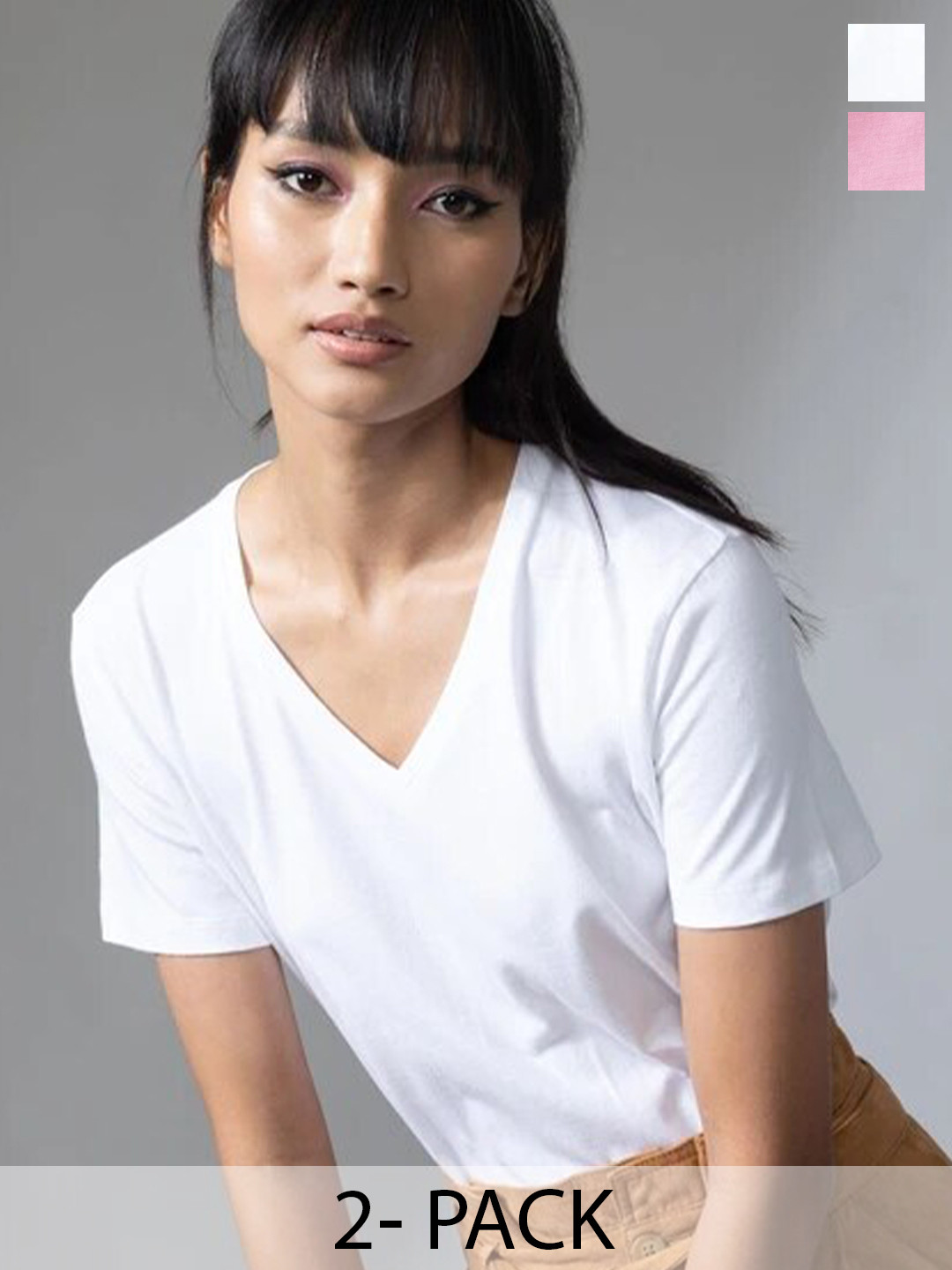 

COLOR CAPITAL Pack Of 2 V-Neck Relaxed Fit T-shirts, White