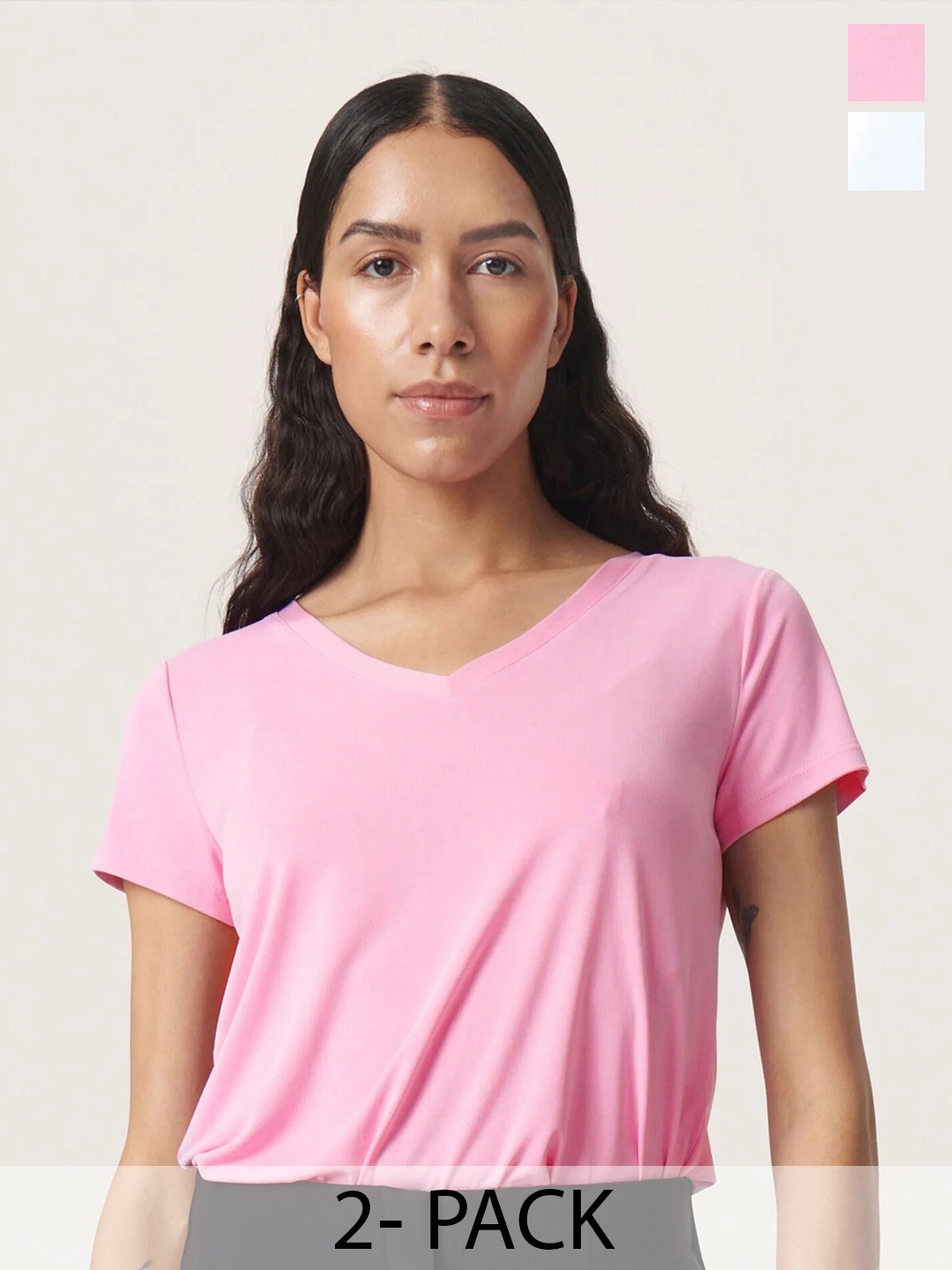 

COLOR CAPITAL Pack Of 2 V-Neck Relaxed Fit T-shirt, White