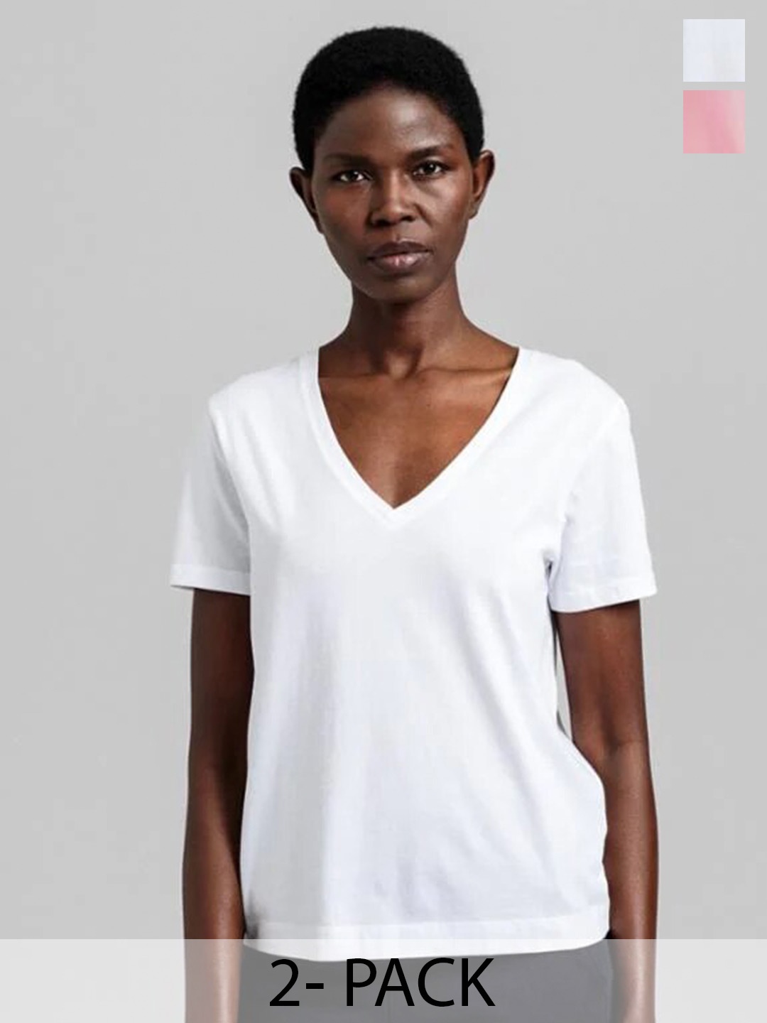 

COLOR CAPITAL Pack Of 2 V-Neck Relaxed Fit T-shirts, White