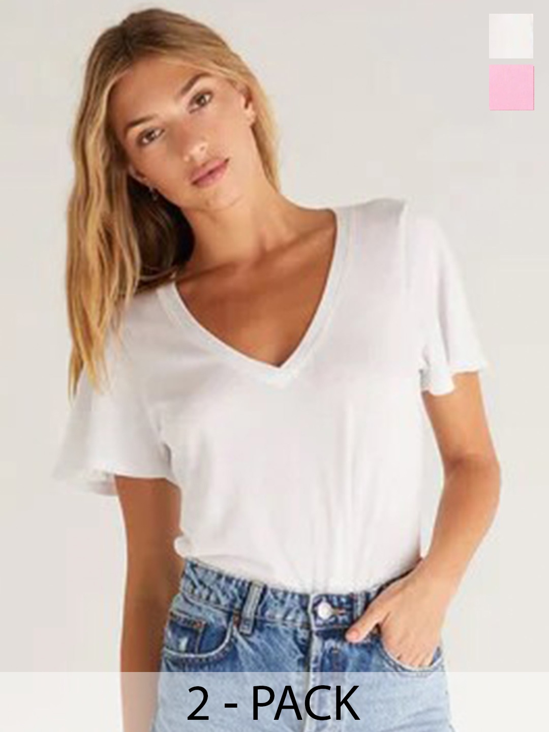 

COLOR CAPITAL Pack Of 2 V-Neck Relaxed Fit T-shirt, White