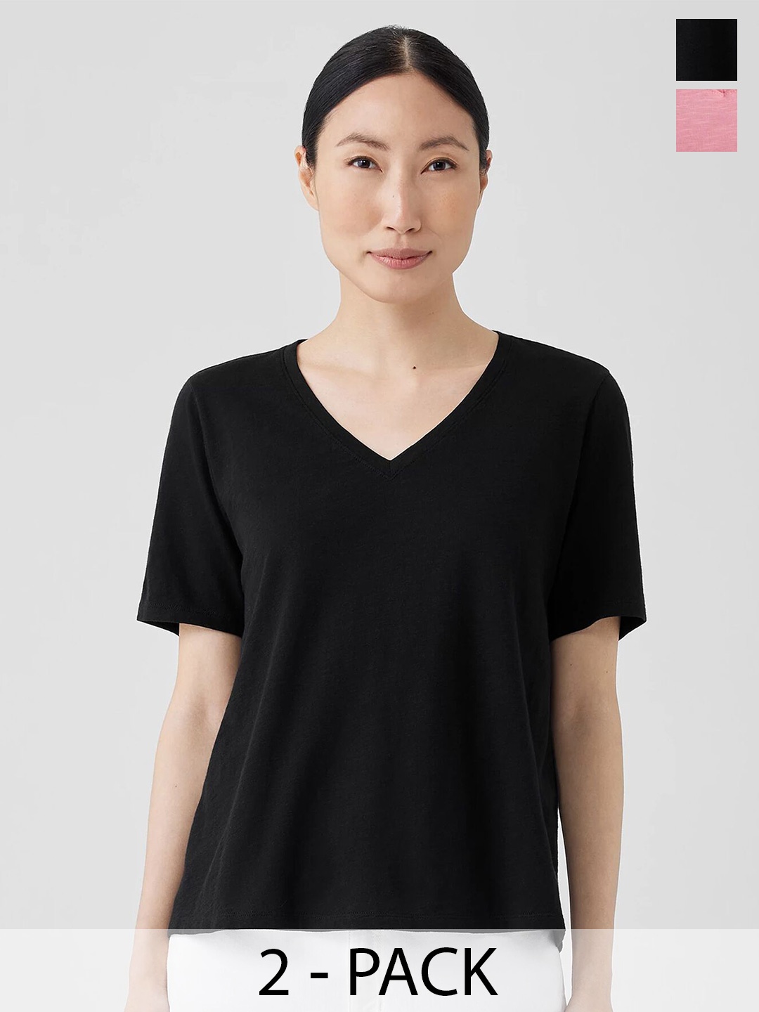 

COLOR CAPITAL Pack Of 2 V-Neck Relaxed Fit T-shirts, Black