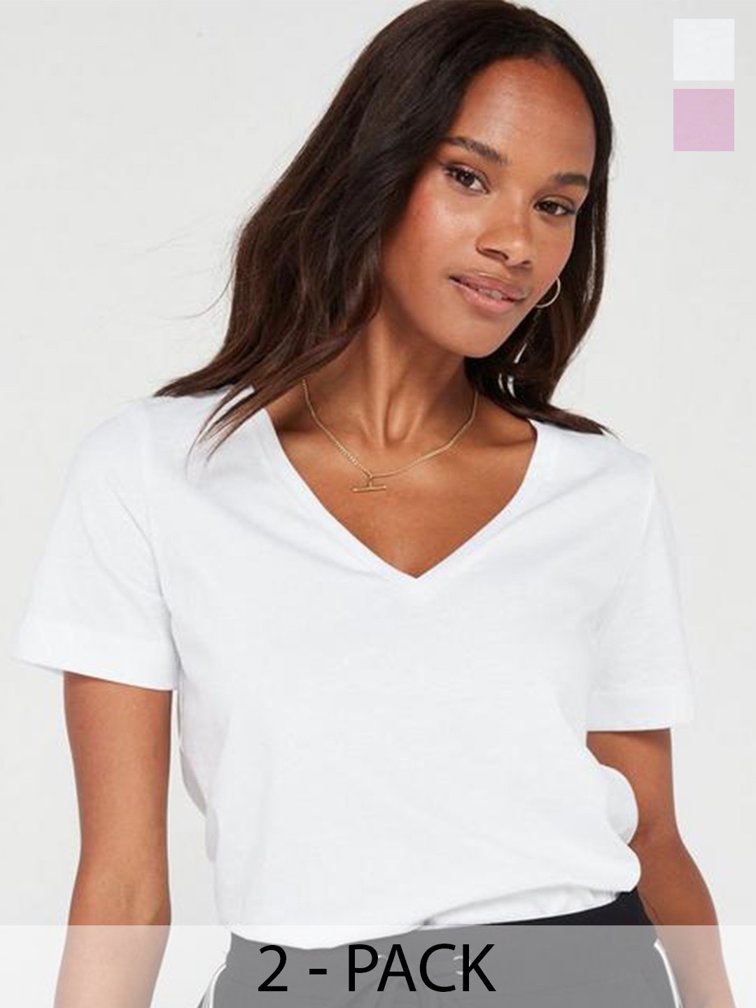 

COLOR CAPITAL Pack Of 2 V-Neck Relaxed Fit T-shirt, White