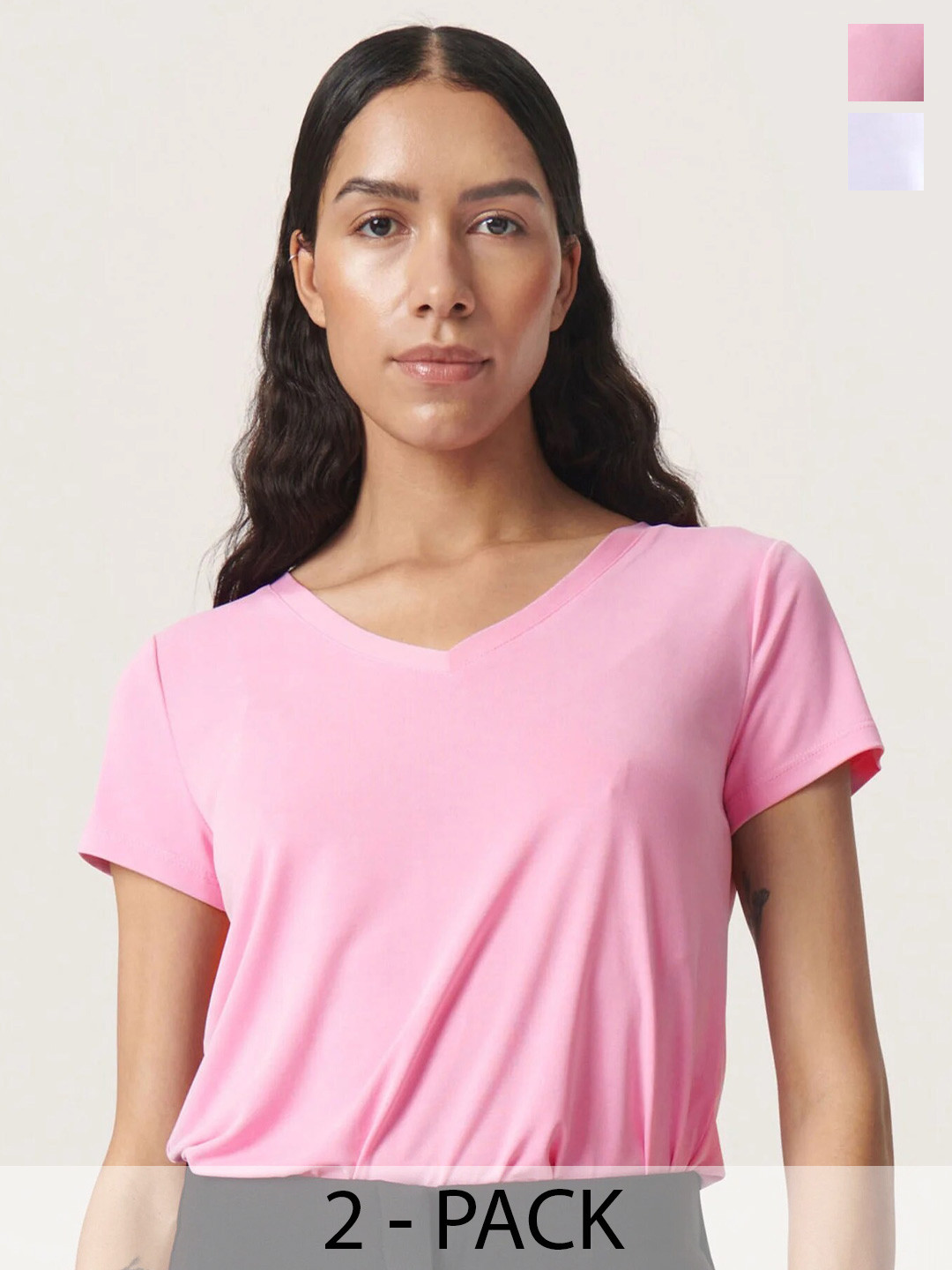 

COLOR CAPITAL Pack Of 2 V-Neck Relaxed Fit T-shirt, White