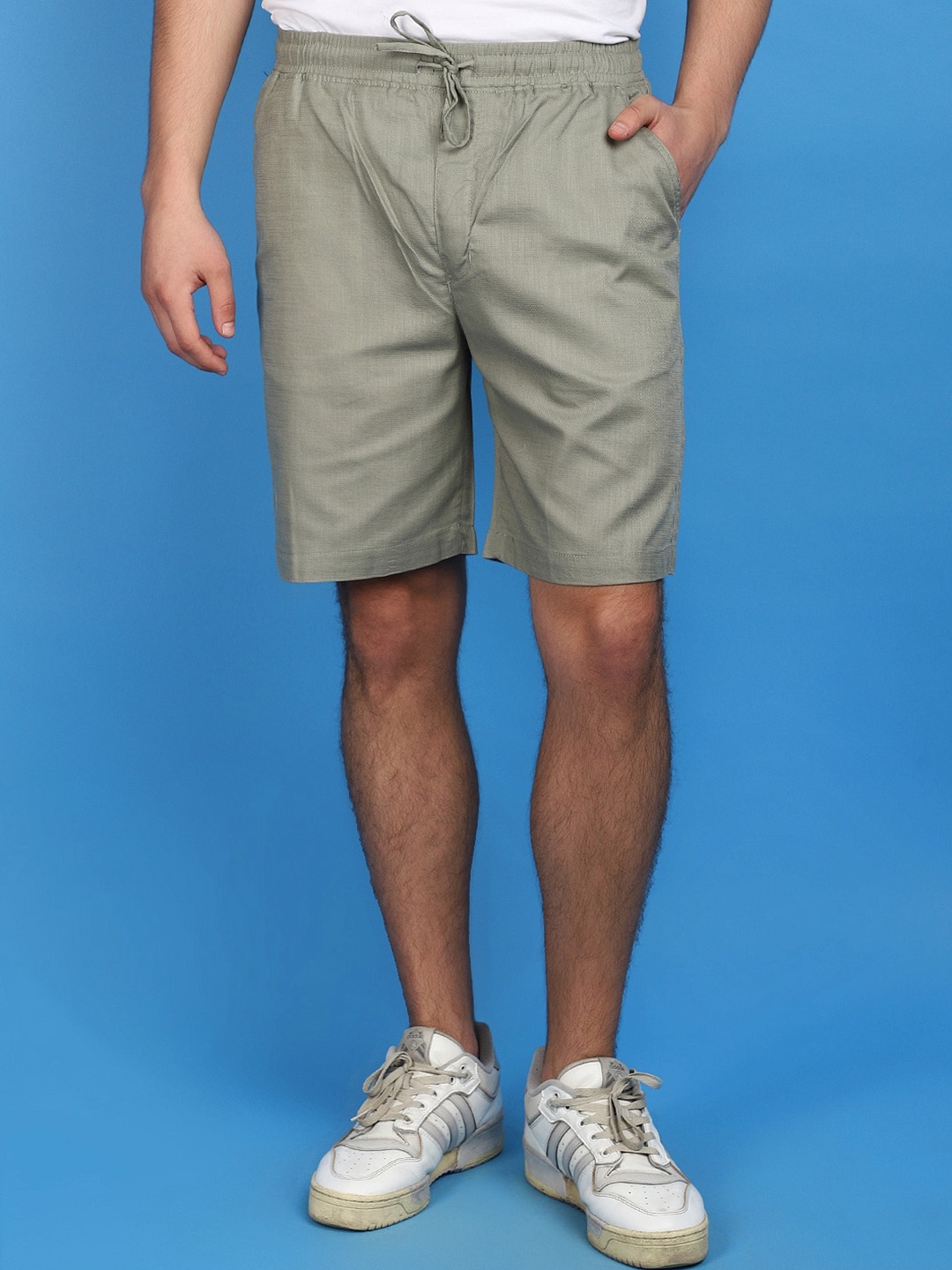 

V-Mart Men Mid-Rise Cotton Shorts, Green