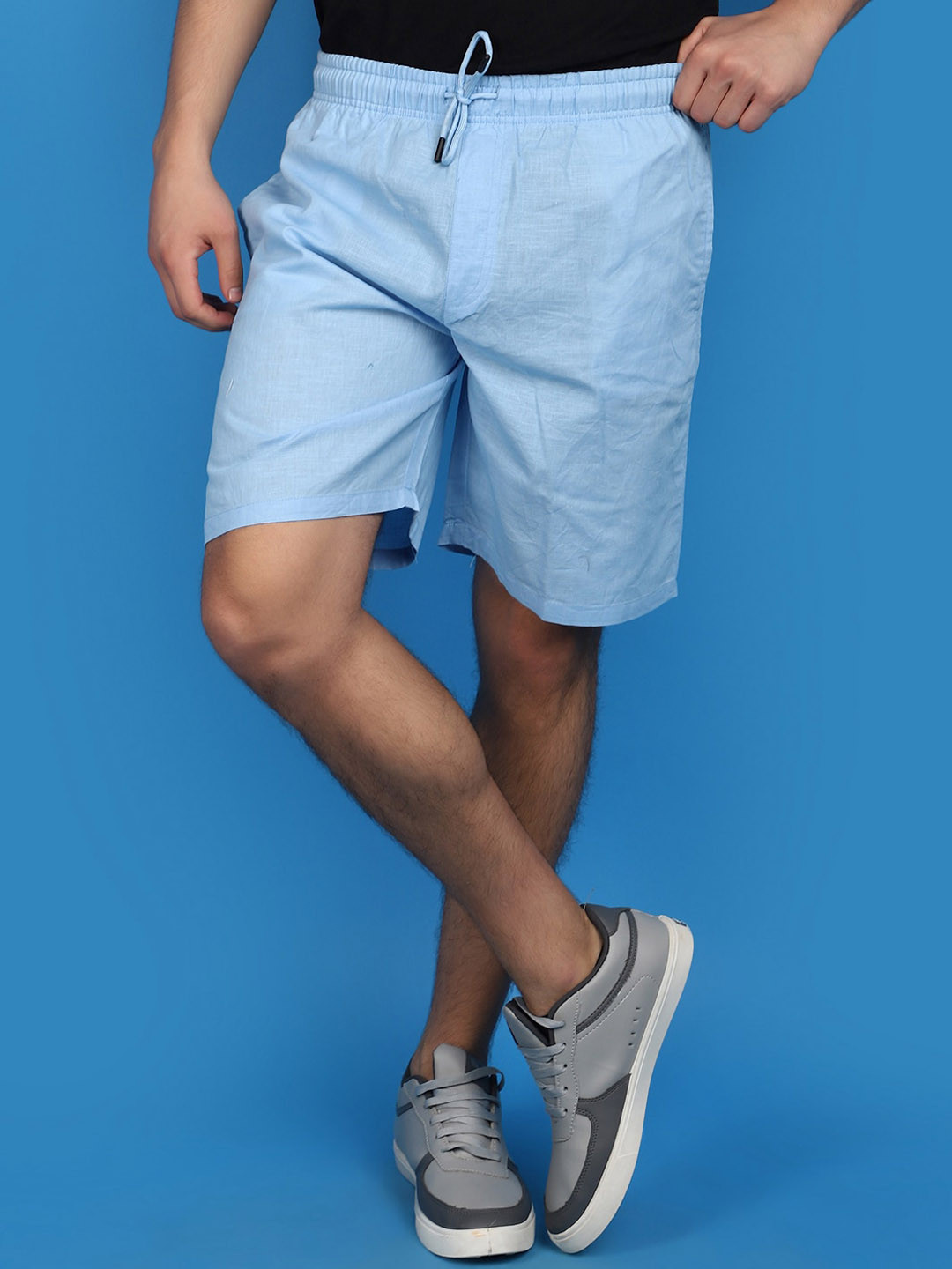 

V-Mart Men Mid-Rise Cotton Shorts, Blue