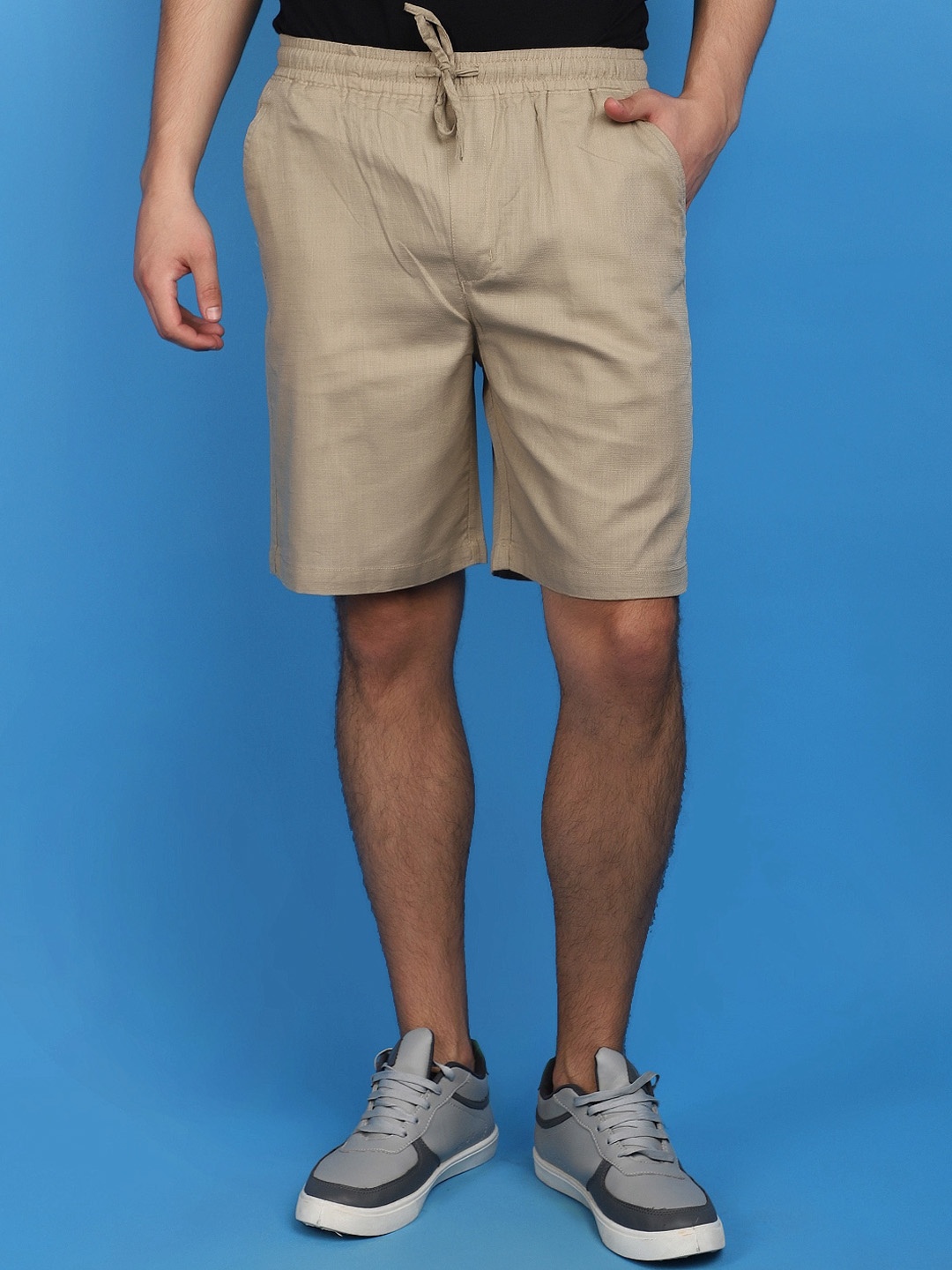 

V-Mart Men Cotton Regular Shorts, Khaki